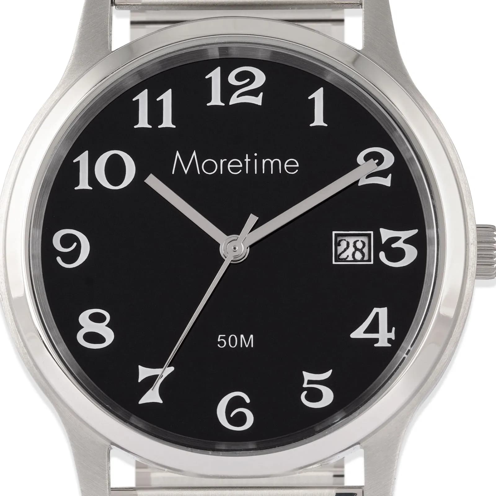 Moretime herrklocka - flexband, silver/svart, 38 mm 2