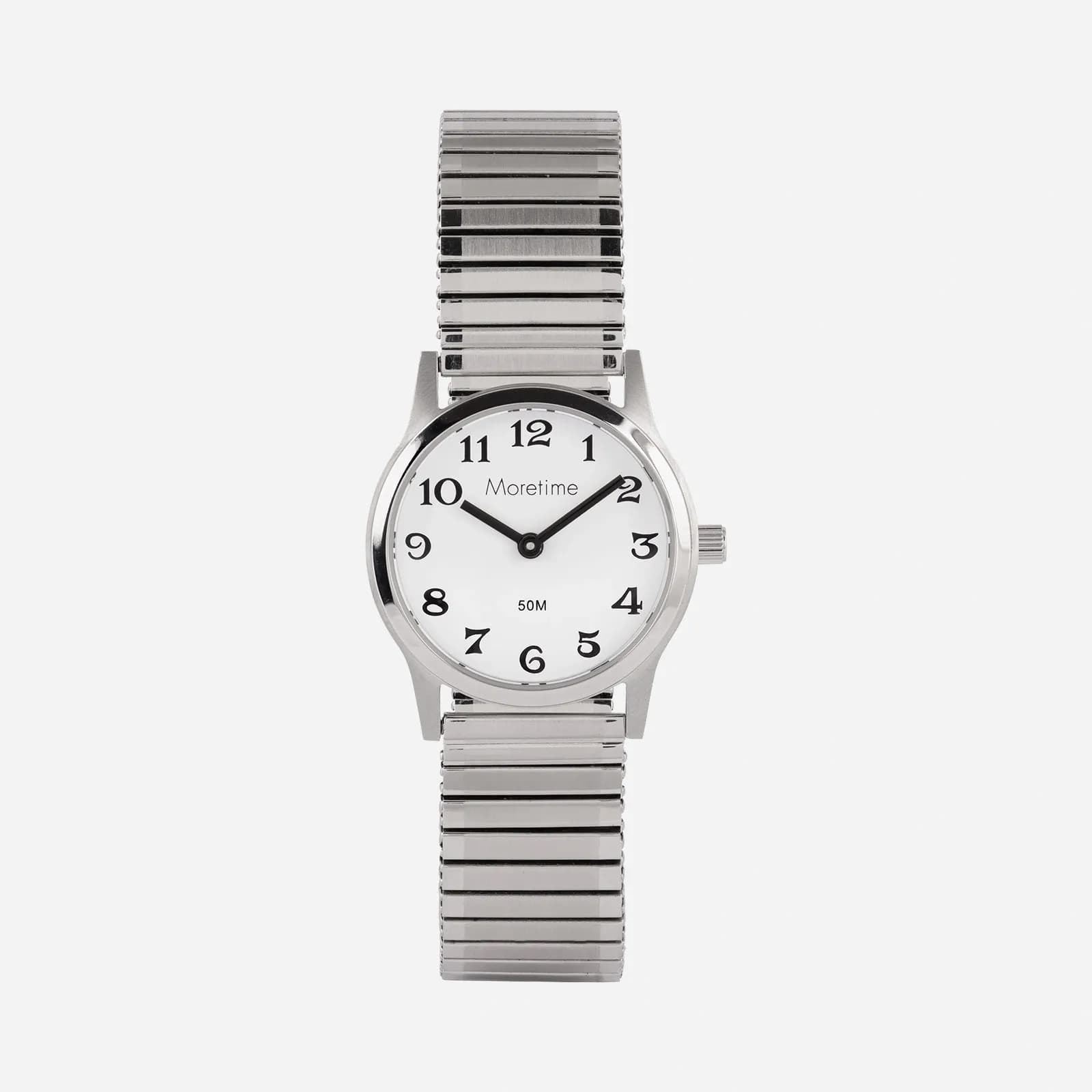 Moretime damklocka - flexband, silver/vit, 29 mm