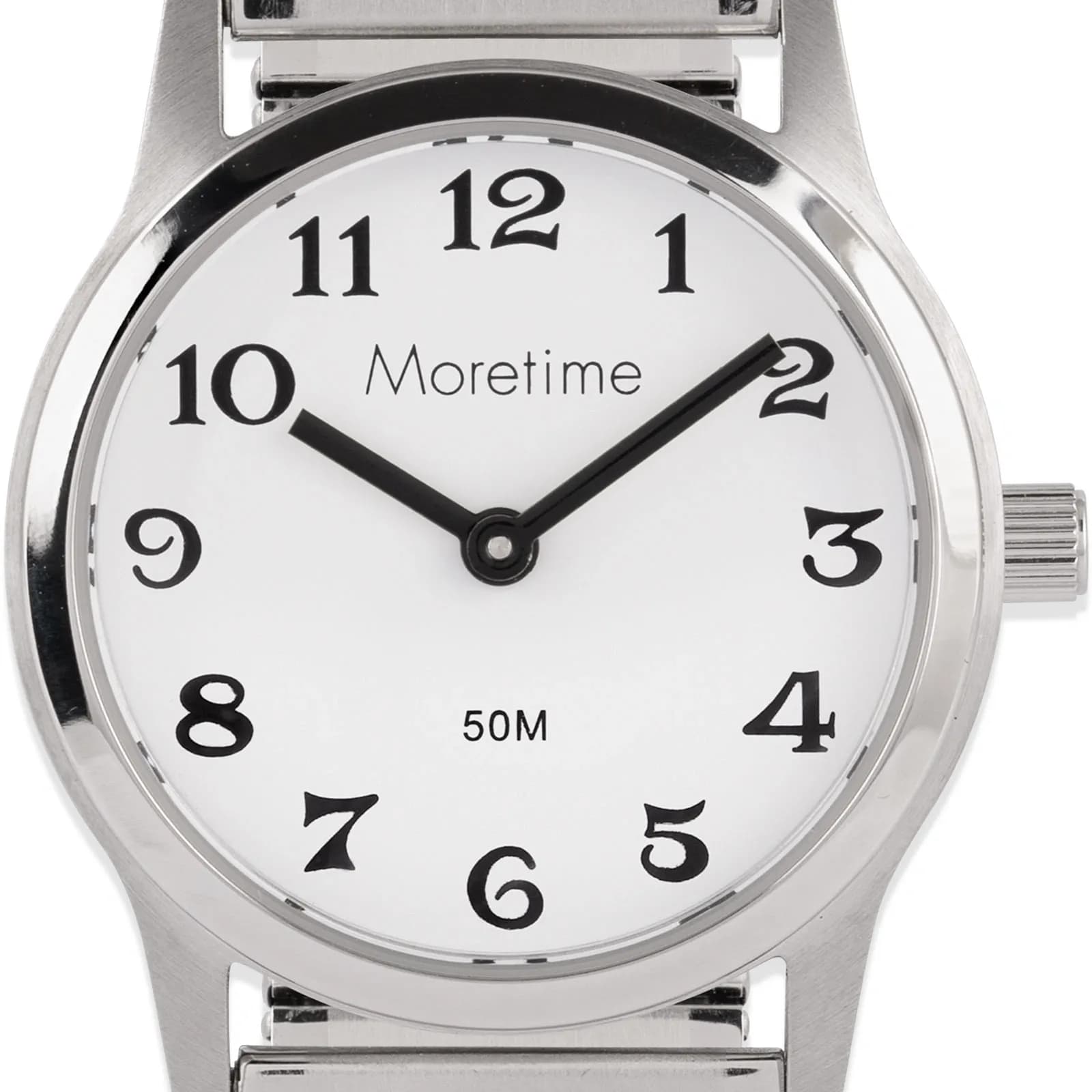 Moretime damklocka - flexband, silver/vit, 29 mm 2