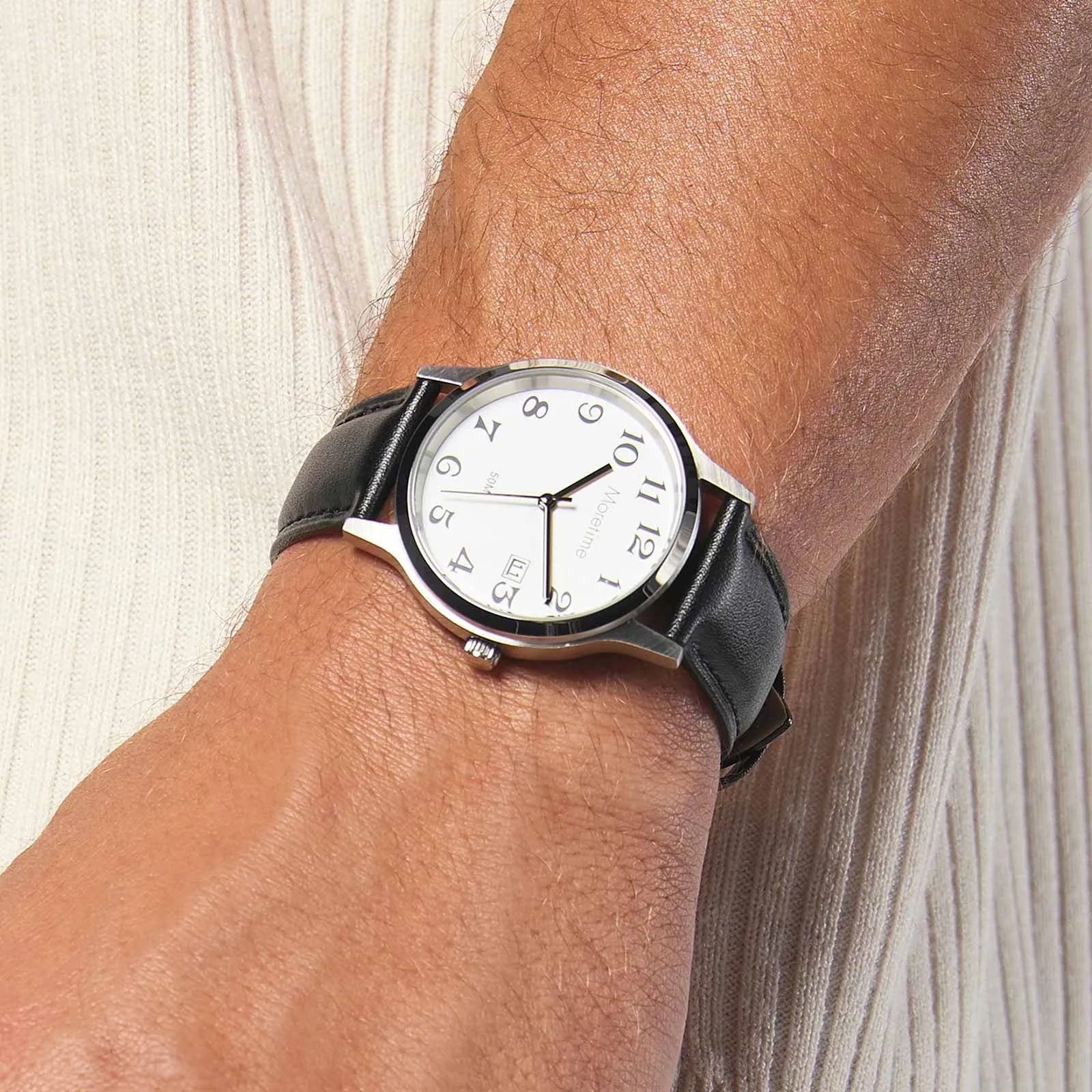 Moretime herrklocka - silver/svart, snirkliga siffror 2