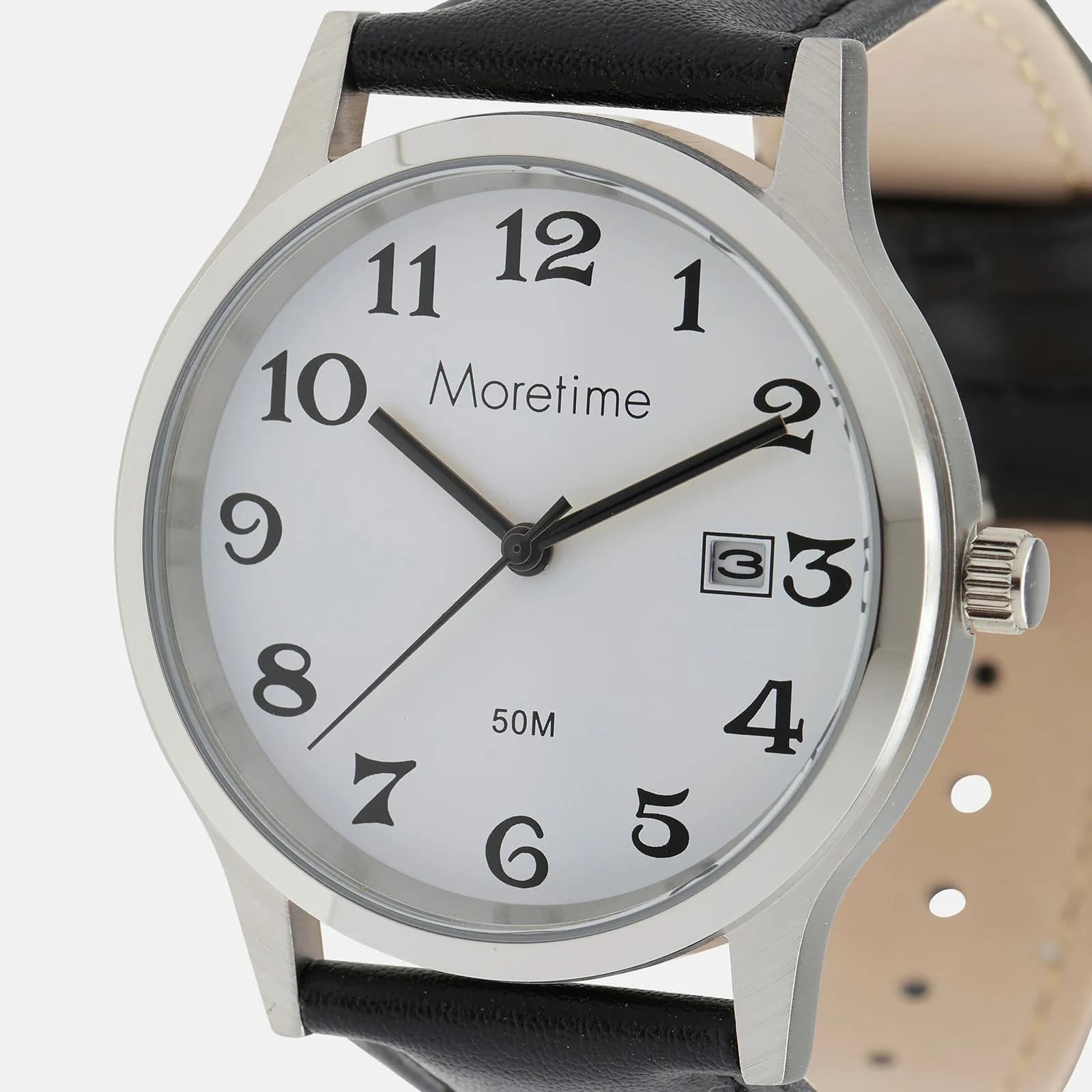 Moretime herrklocka - silver/svart, snirkliga siffror 5