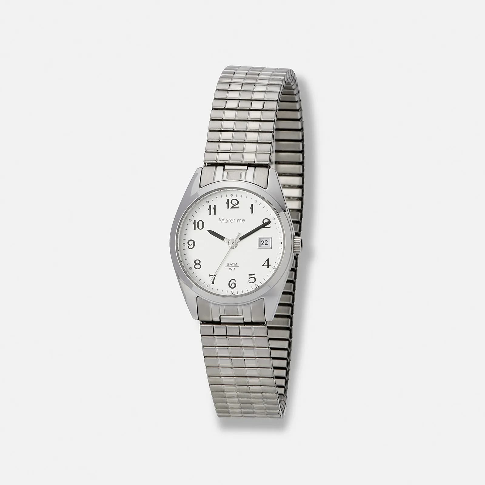 Moretime damklocka silver/vit, flexband - 26 mm