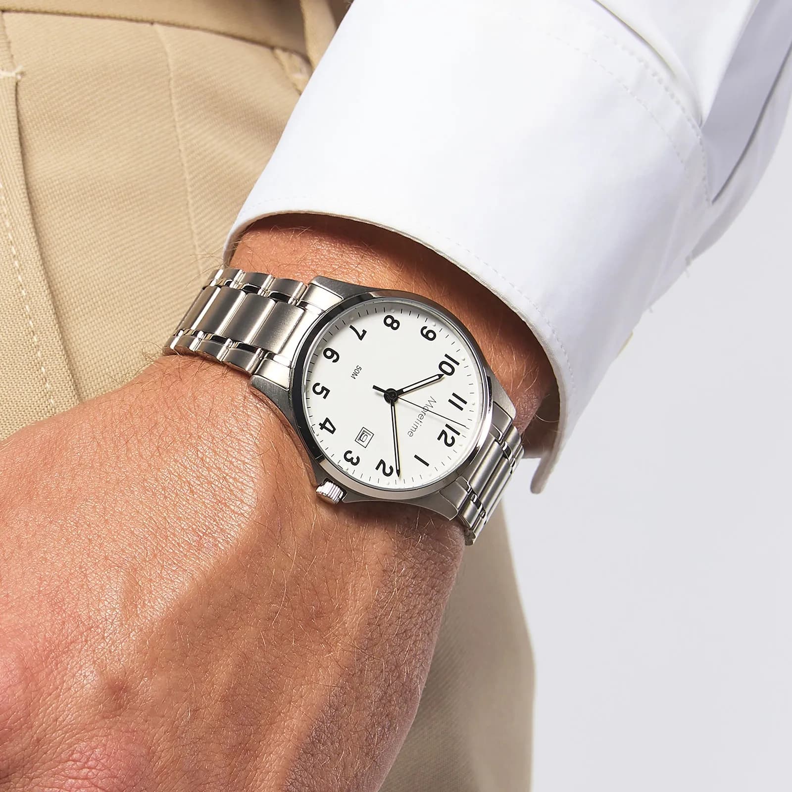 Moretime herrklocka - titan, vit urtavla, 39 mm 2