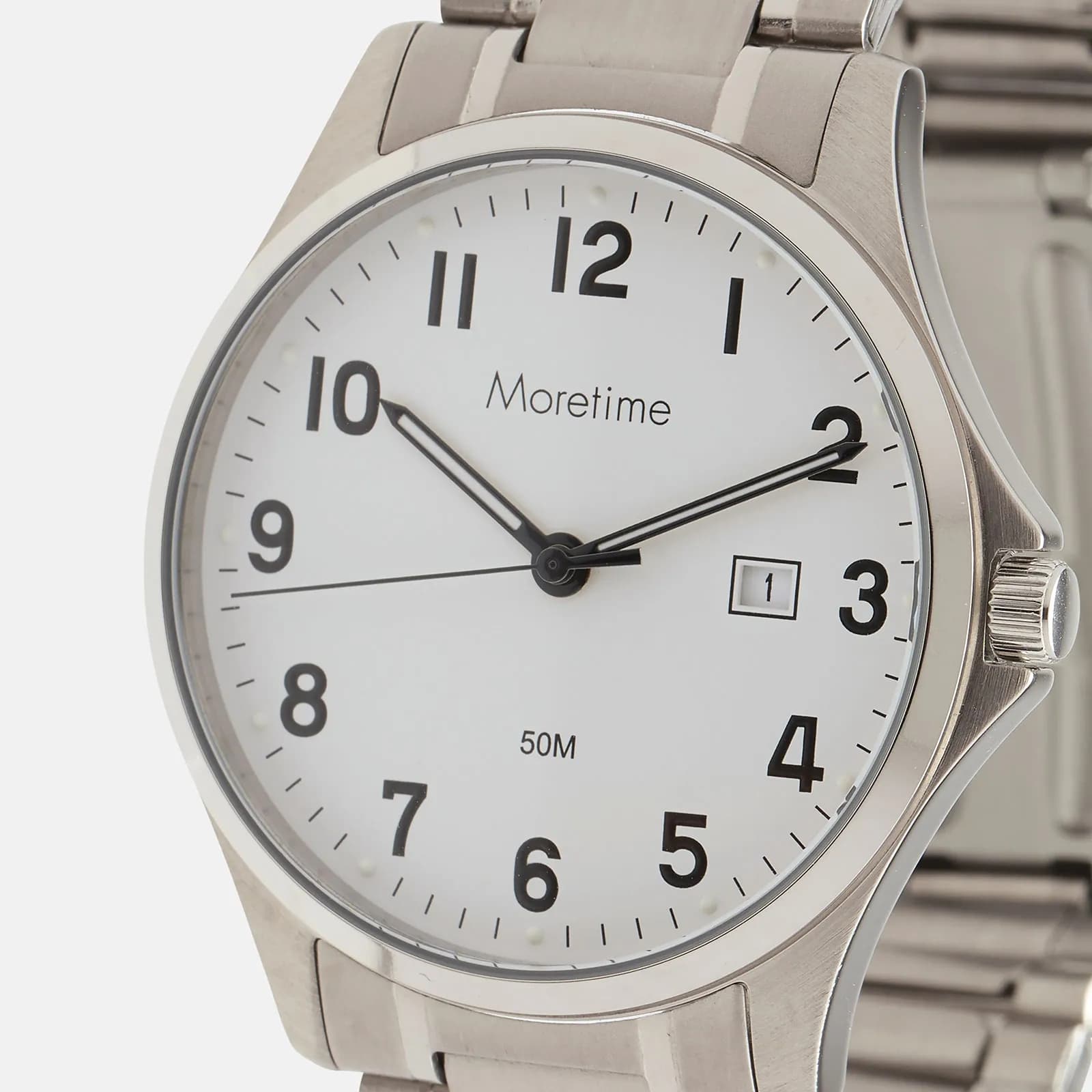 Moretime herrklocka - titan, vit urtavla, 39 mm 5