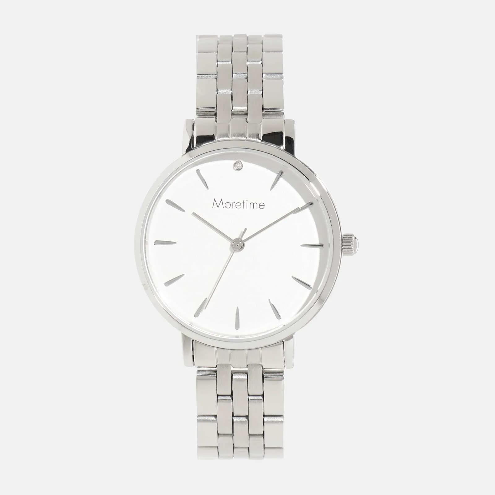 Moretime damklocka - metallband, silver/vit, 32mm 1