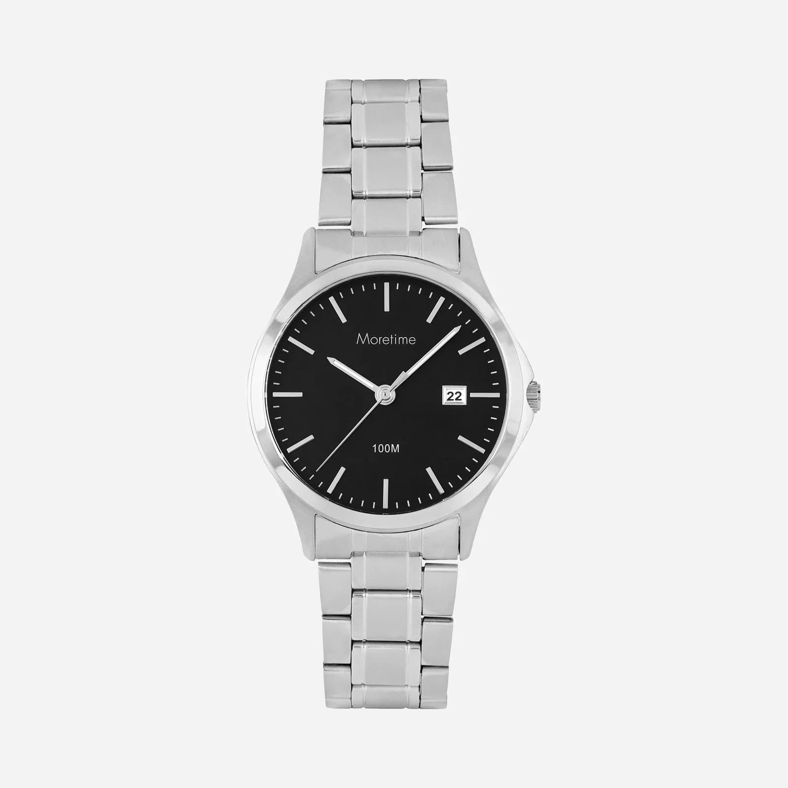 Moretime herrklocka - metallband, silver/svart, 39 mm