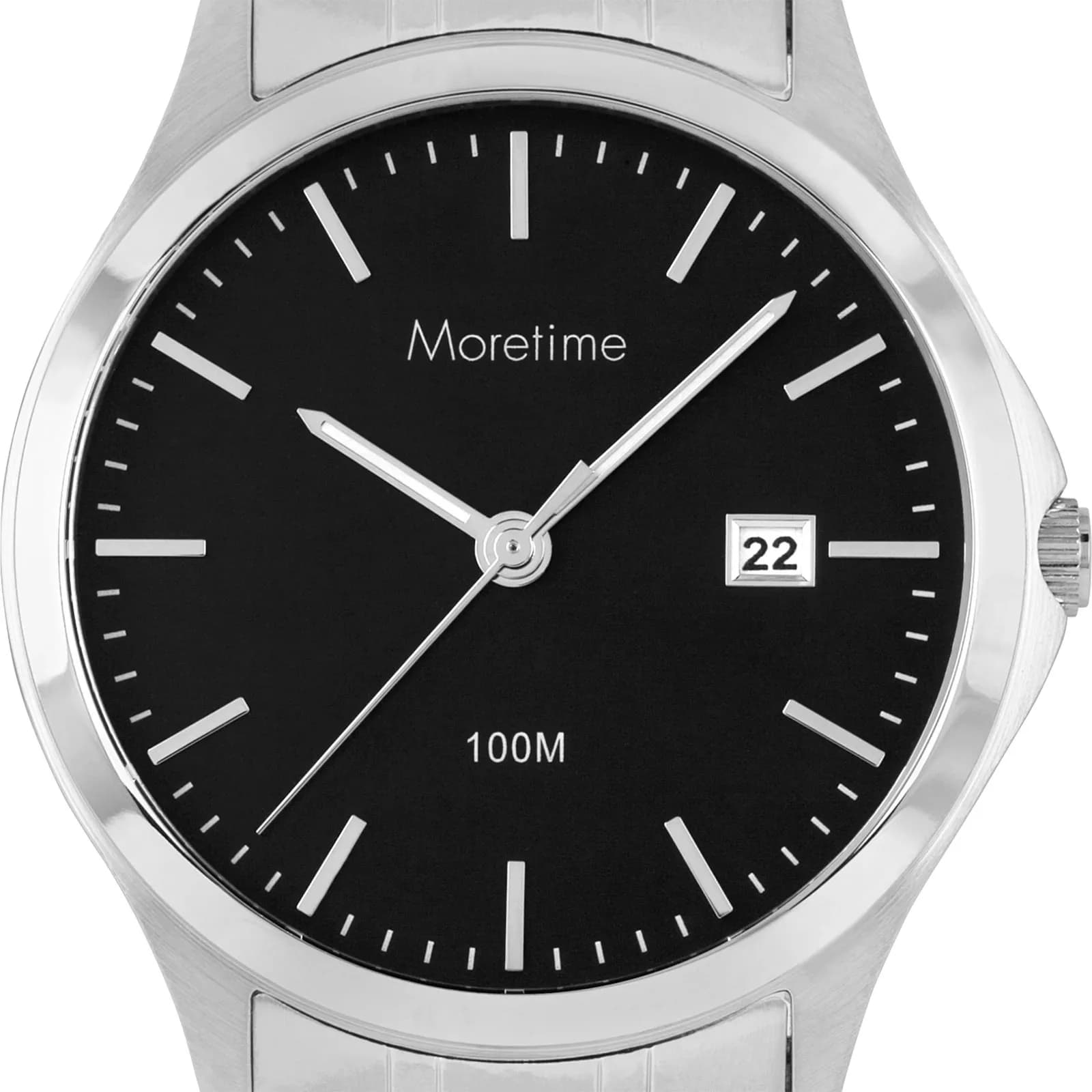 Moretime herrklocka - metallband, silver/svart, 39 mm 2
