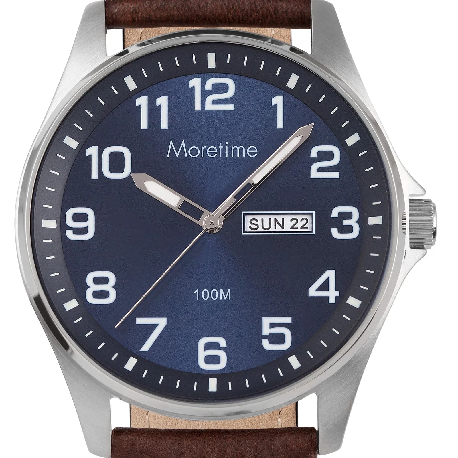 Moretime herrklocka - silver/brun, 42 mm 2
