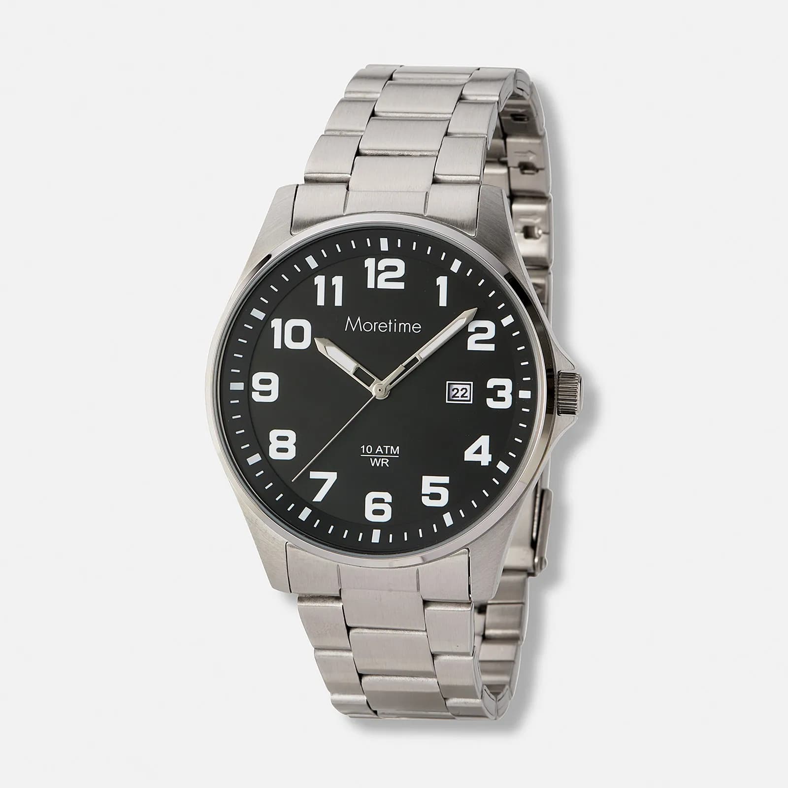 Moretime herrklocka metallband stål/svart - 42 mm