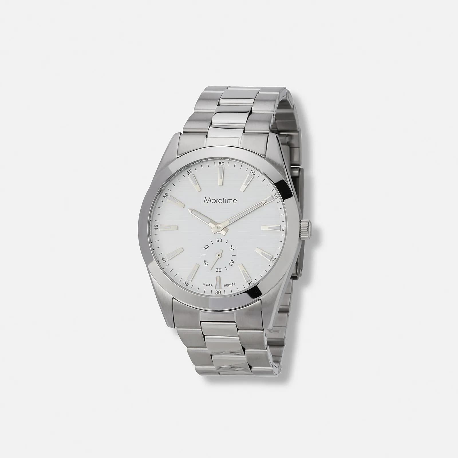 Moretime herrklocka metallband vit/silver - 40 mm
