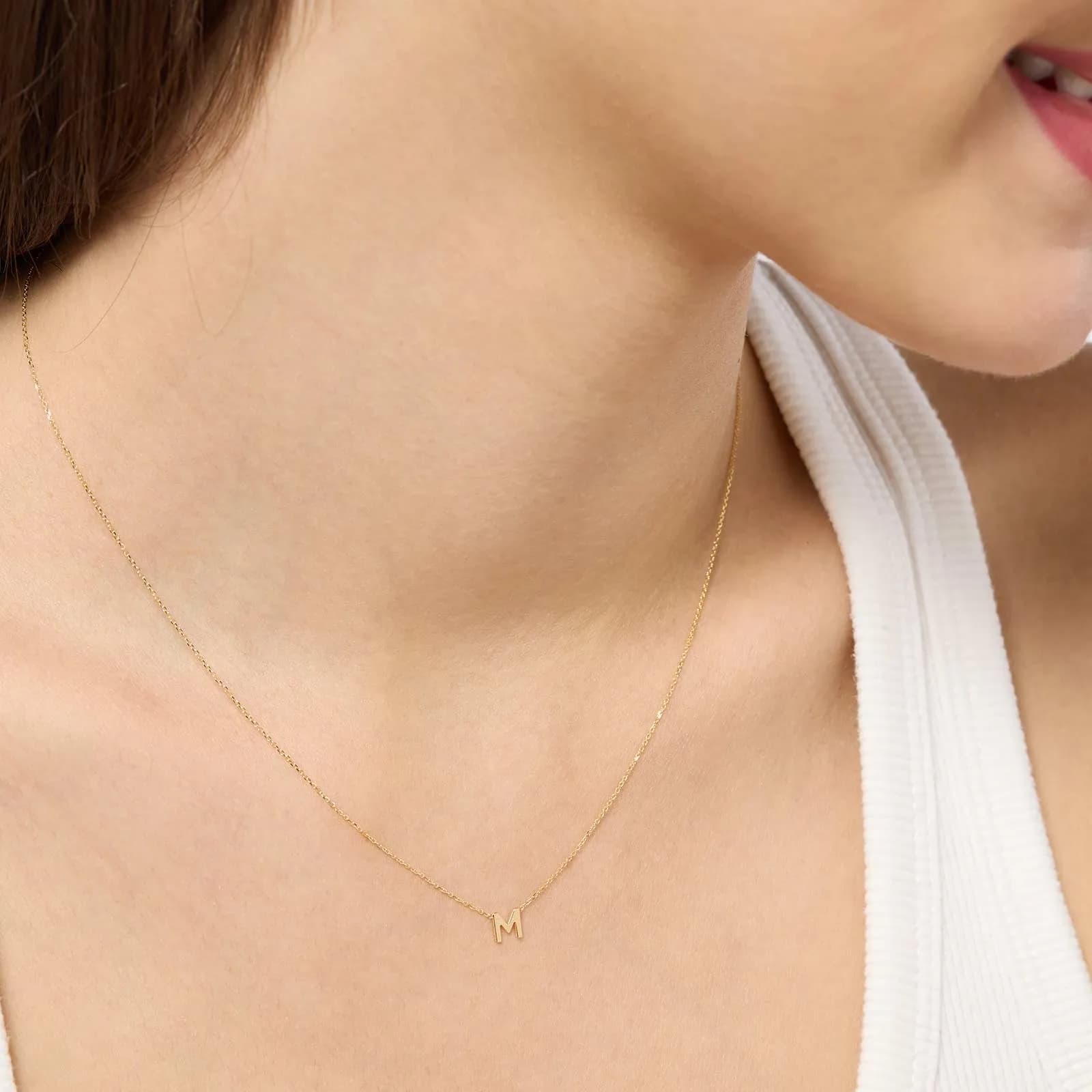Halsband 9k guld - bokstav M, 43cm 2