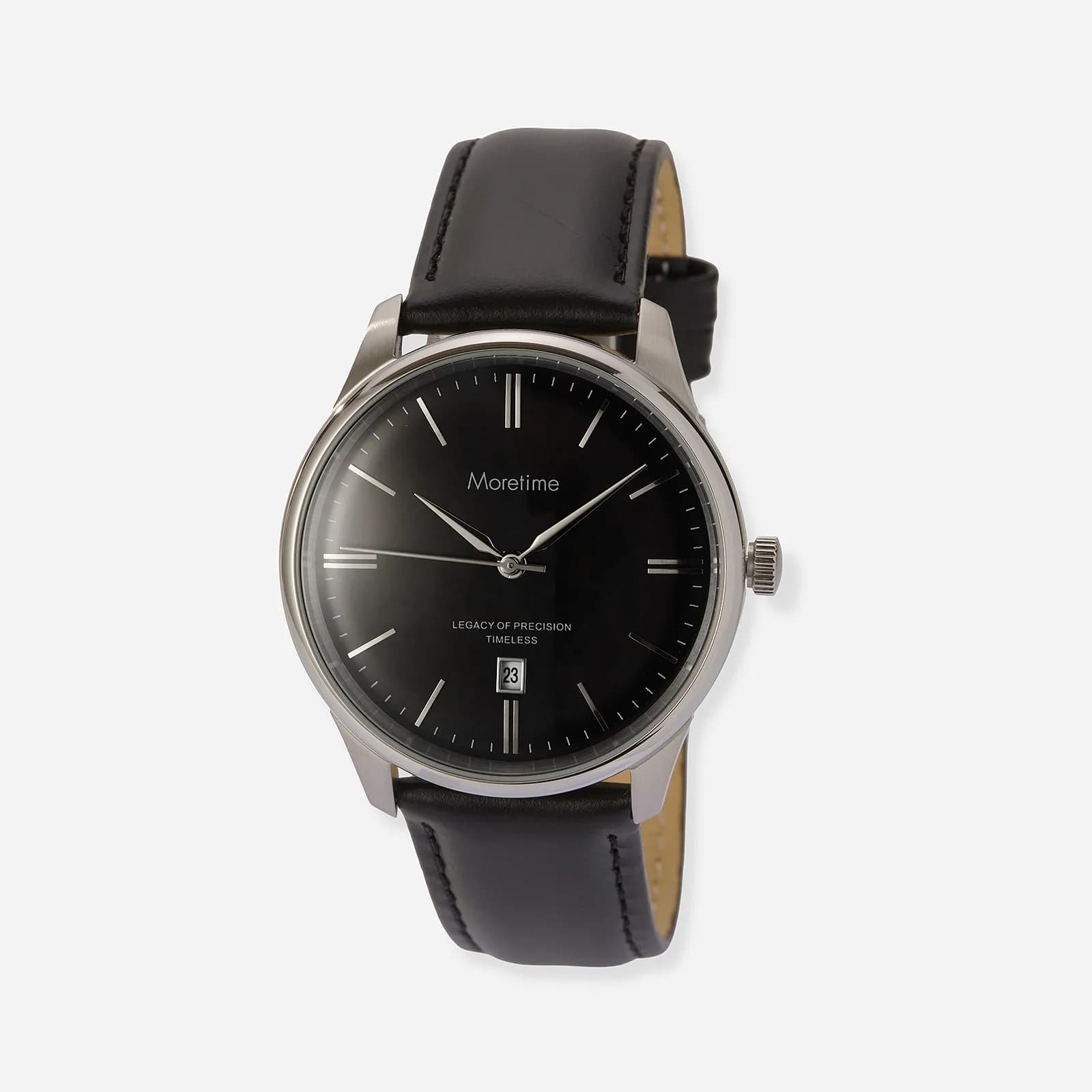 Moretime herrklocka svart/stål, läderband - MG1313-237 2