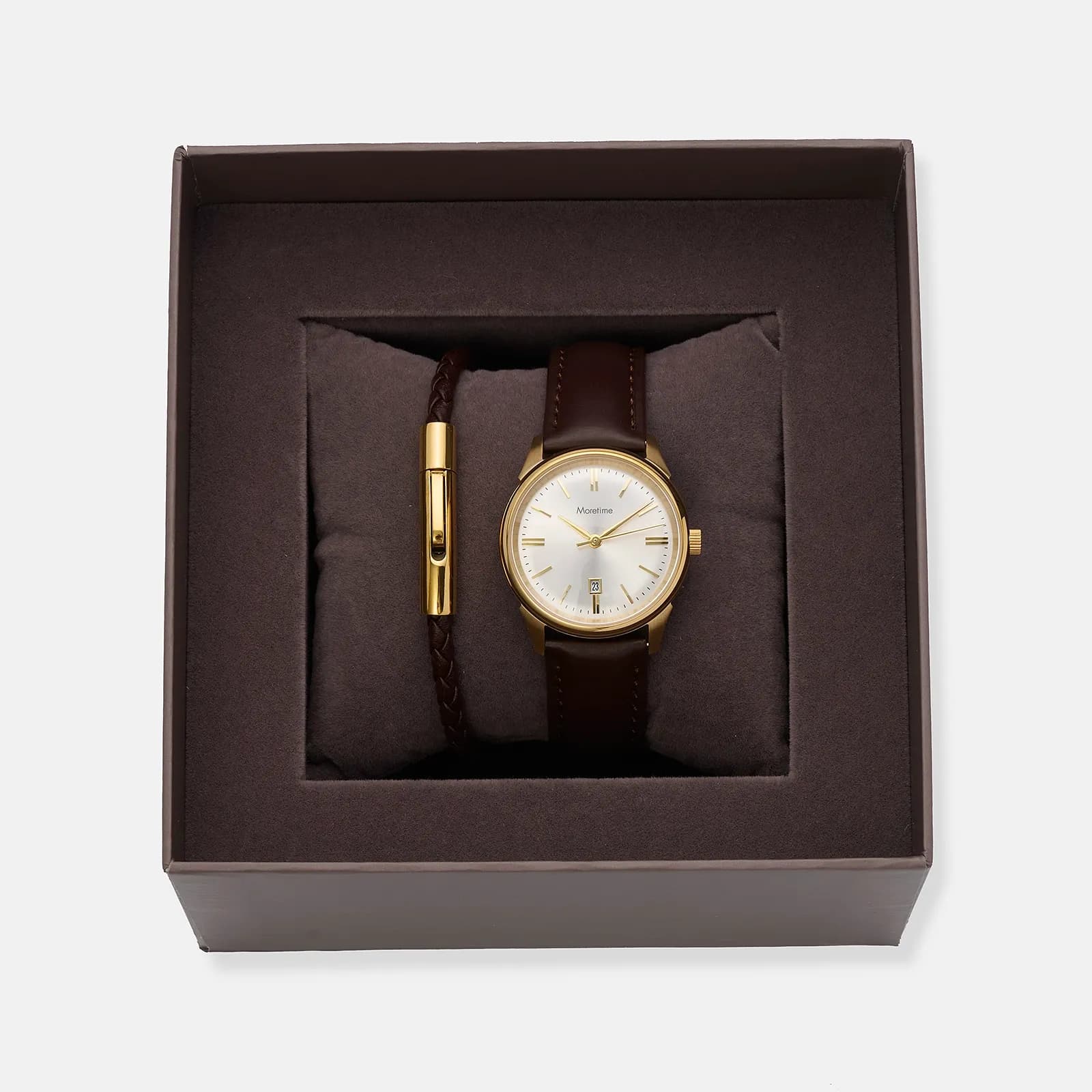 Moretime damklocka silver/guld, läderband - MG1328-636 1