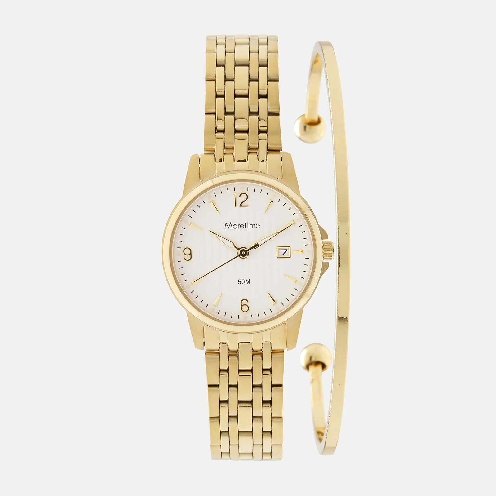 Moretime damklocka - set med armband, guld, 28 mm 2