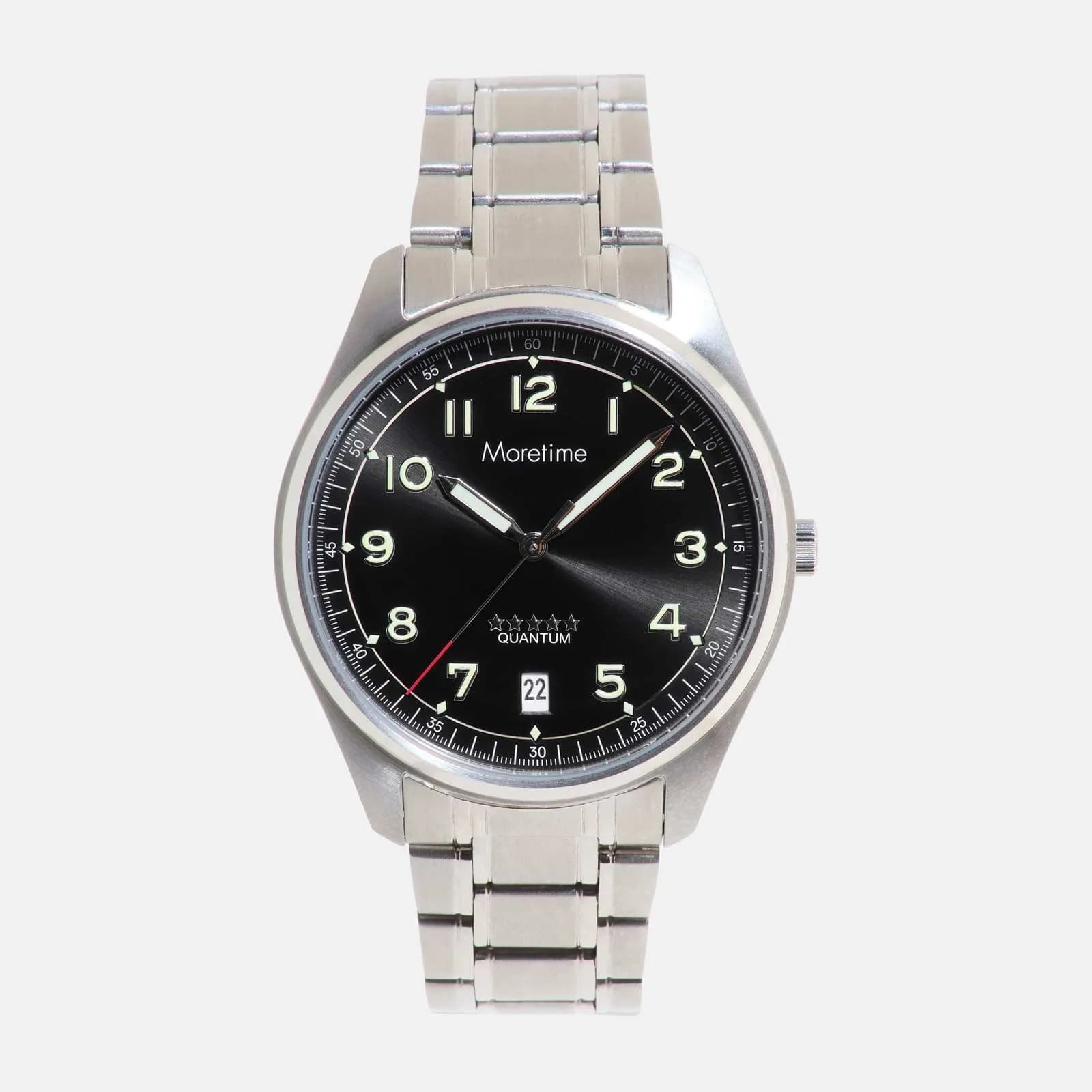Moretime herrklocka - set med läderband, silver/svart, 40 mm 2