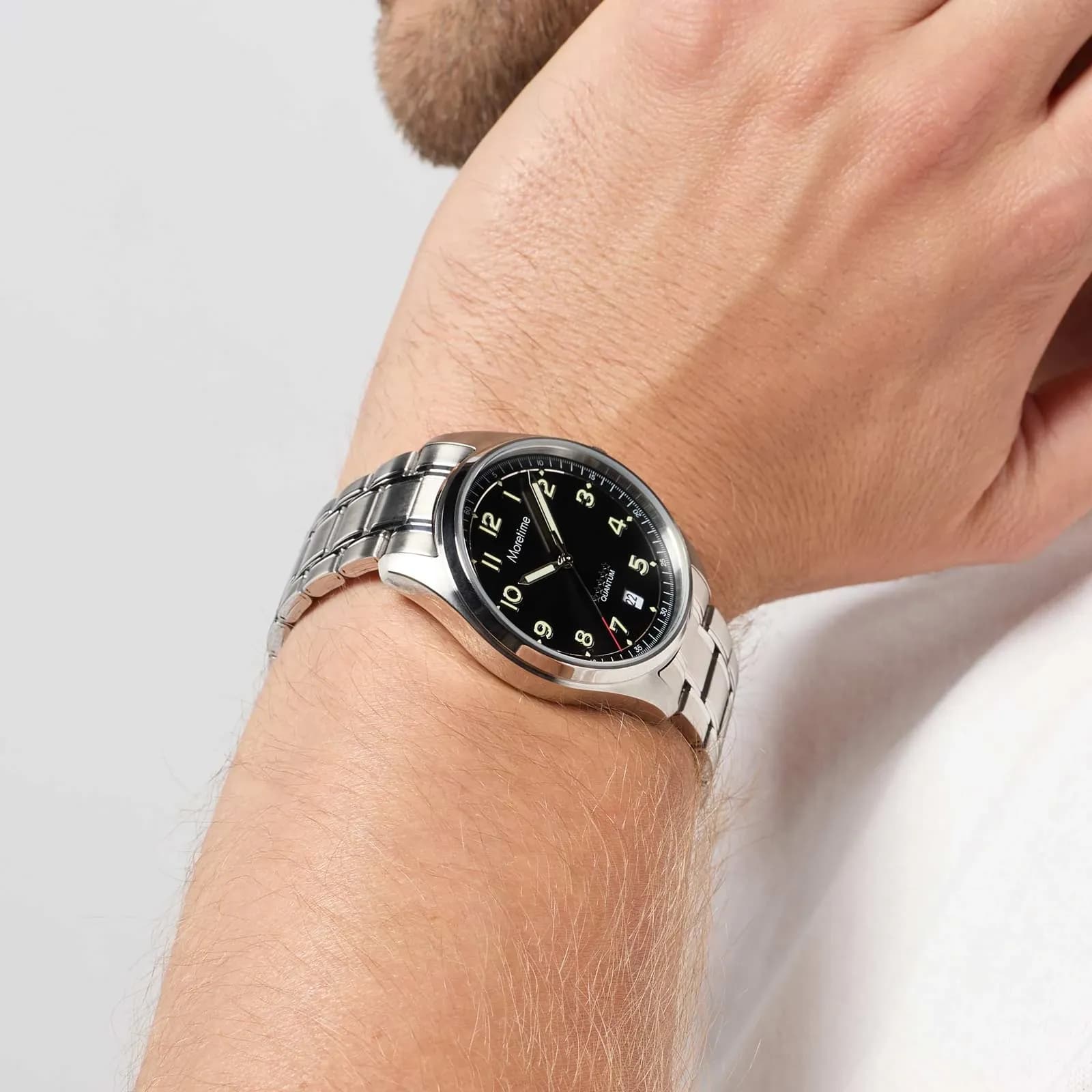 Moretime herrklocka - set med läderband, silver/svart, 40 mm 3