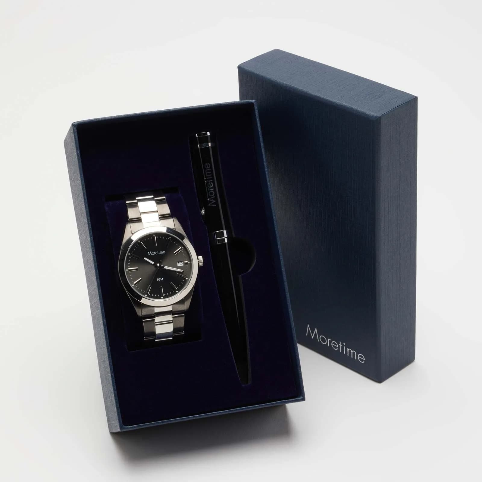 Moretime herrklocka - set med penna, 40 mm