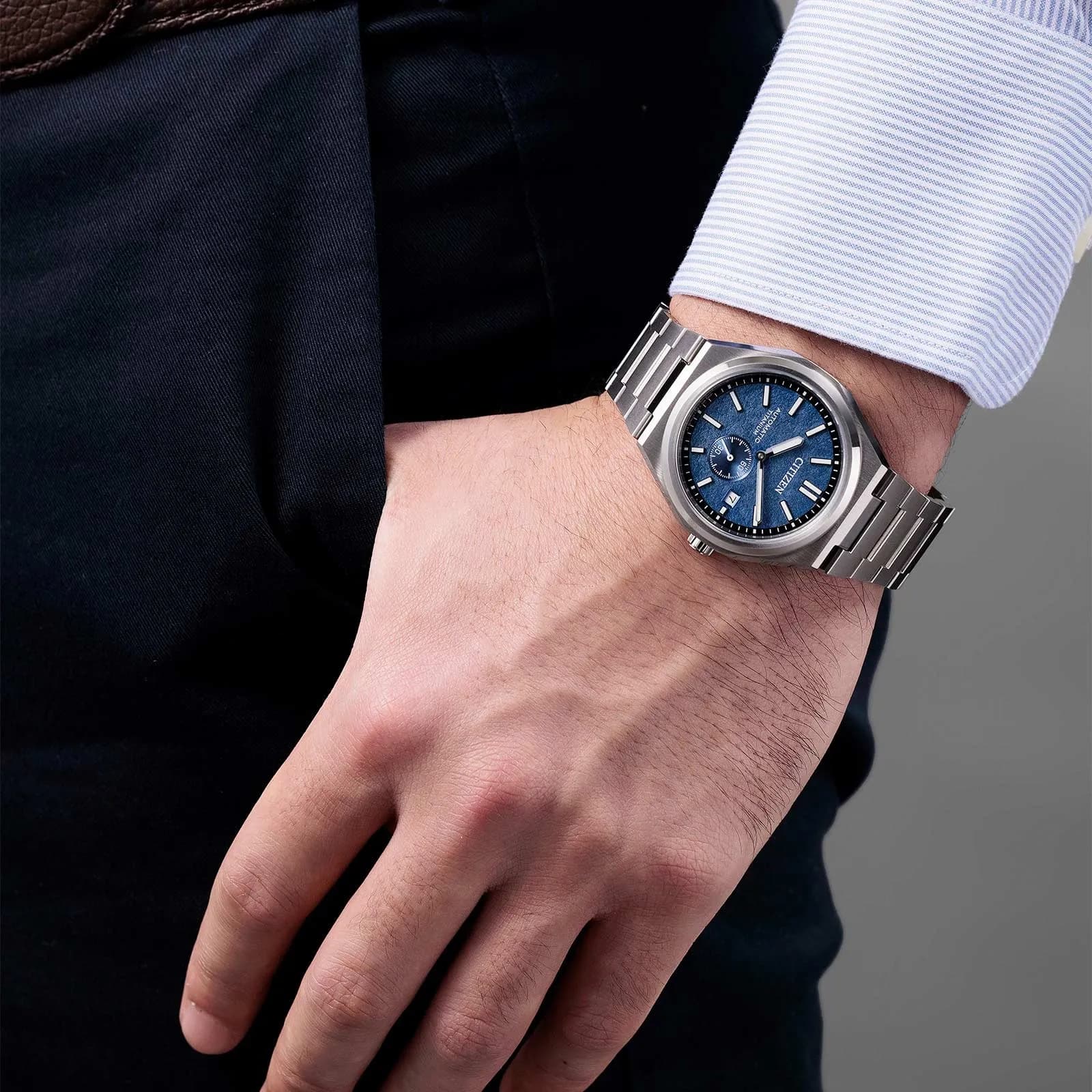 Citizen Super Titanium automatisk - stål/blå NJ0180-80L 5