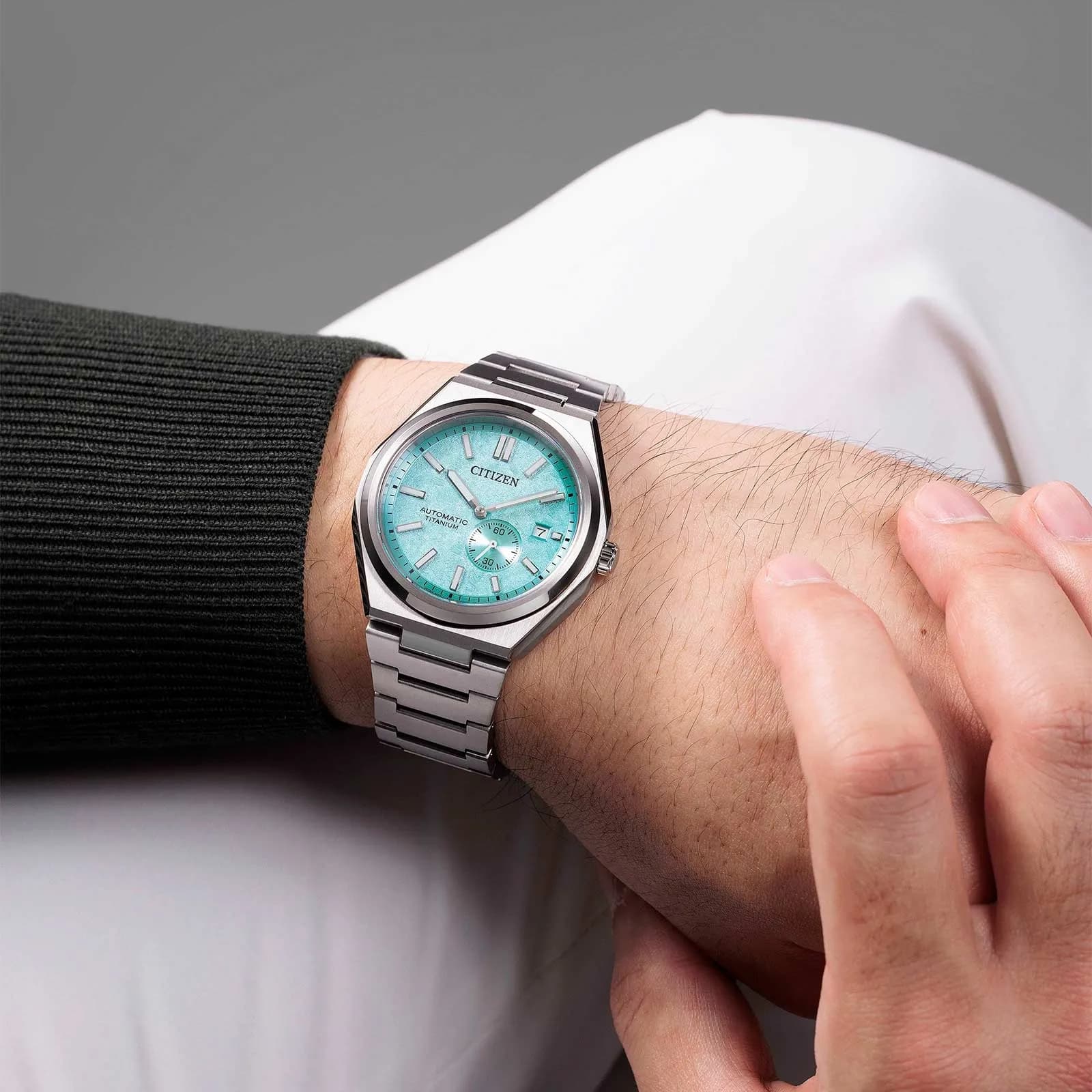 Citizen Super Titanium automatisk - stål/ljusblå NJ0180-80M 5