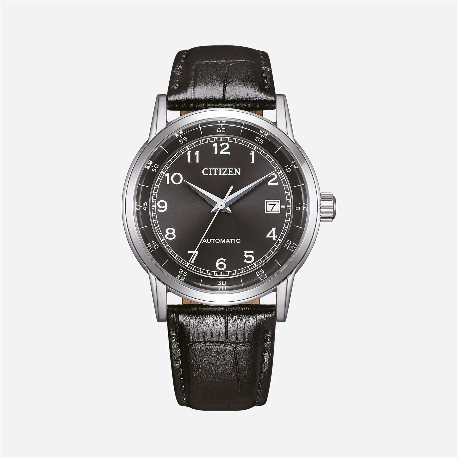 Citizen Automatic Svart/Svart, Läderband - NJ0210-05E