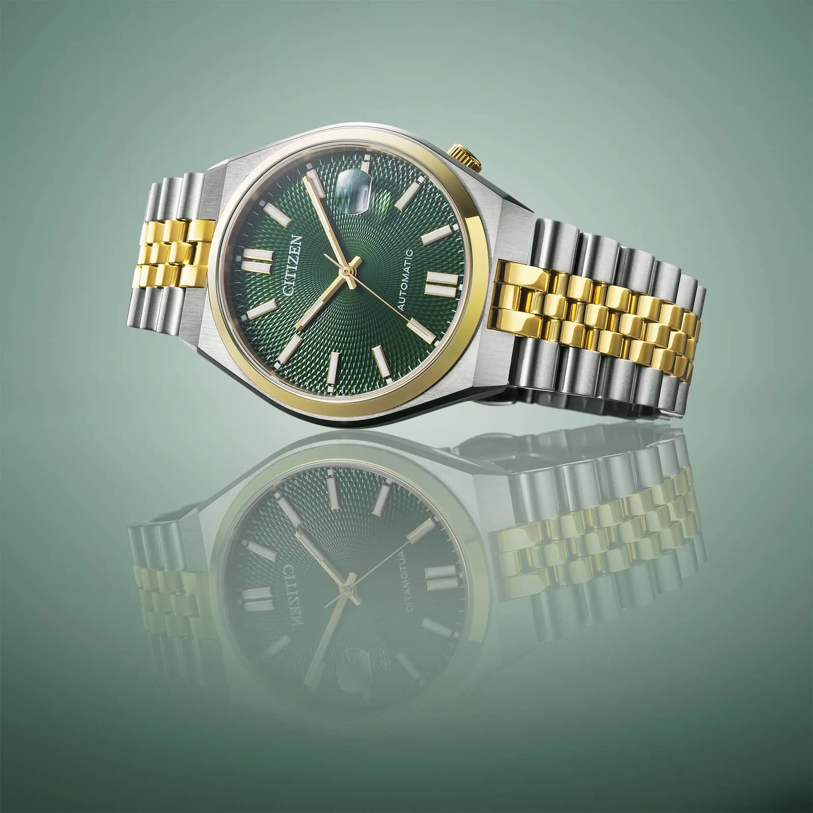 Citizen Tsuyosa 60 Automatic - bicolor/grön 40mm NK0024-54X 4