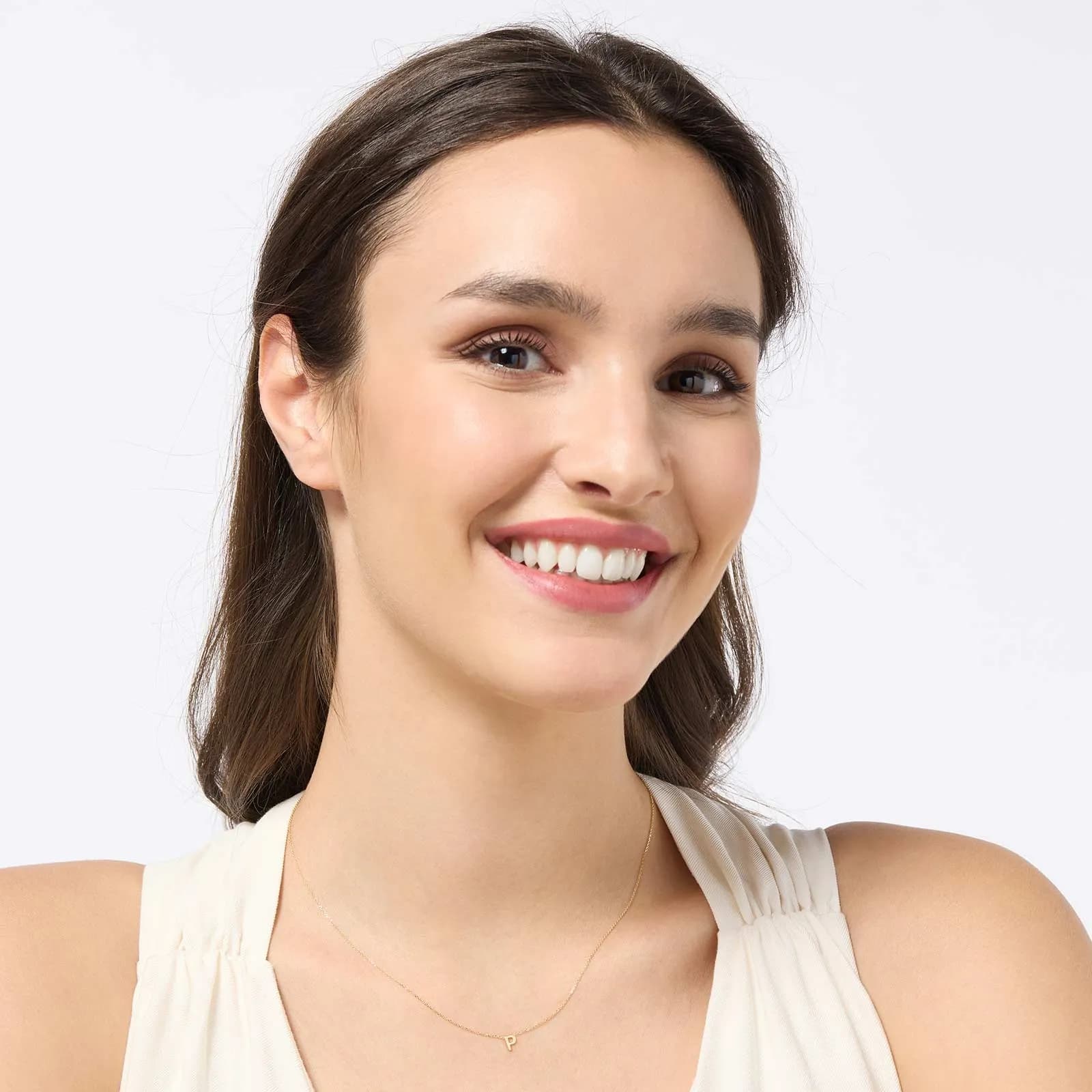 Halsband 9k guld - bokstav P, 43cm 3