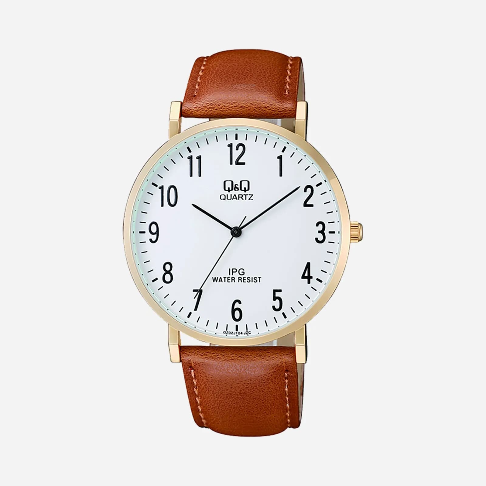 Q&Q herrklocka - guld/ljusbrun, 44 mm 1