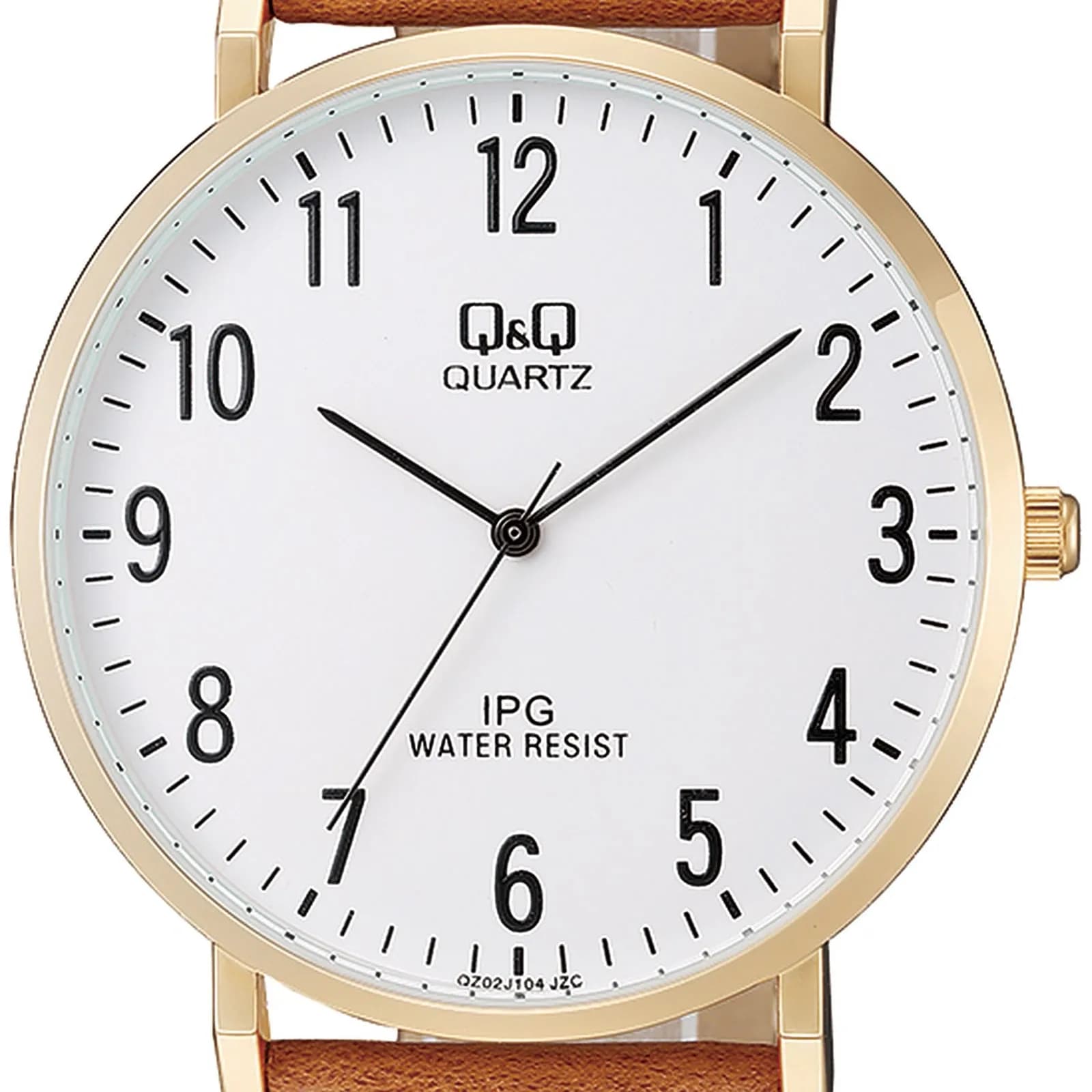 Q&Q herrklocka - guld/ljusbrun, 44 mm 2