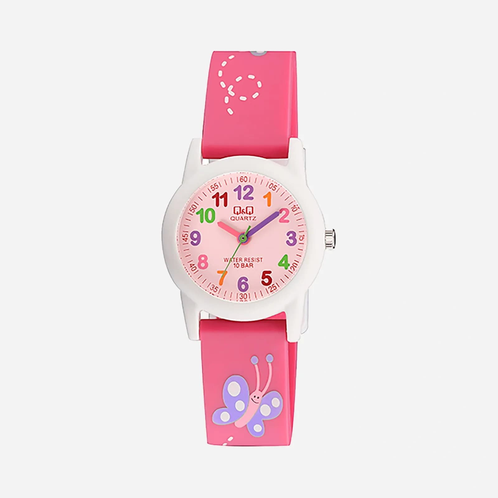 Q&Q Kids barnklocka rosa/vit, rosa gummiband