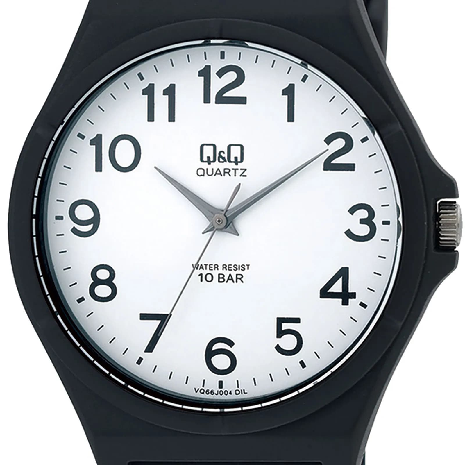 Q&Q herrklocka - gummiband, svart/vit, 38 mm 2