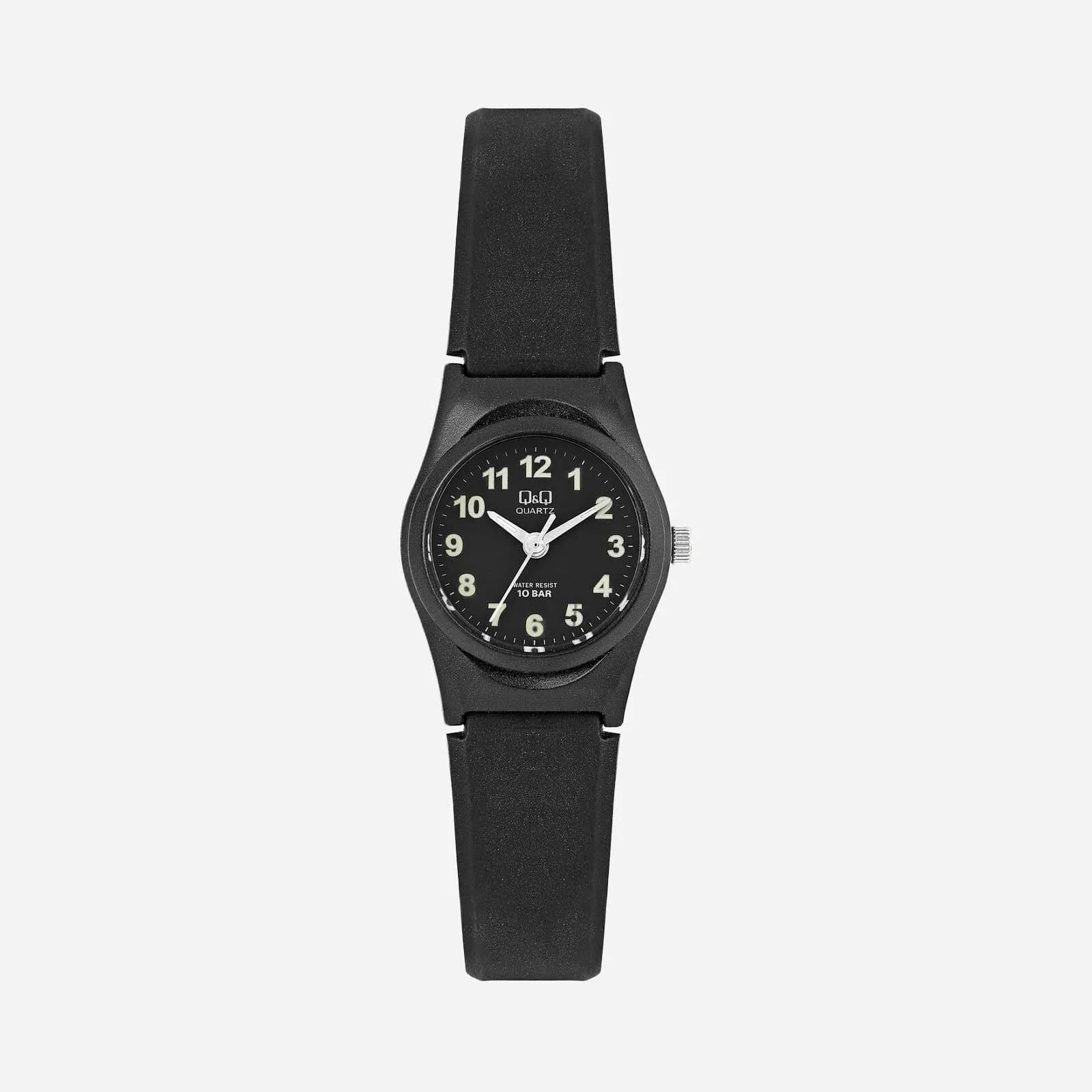 Q&Q barnklocka - gummiband, svart/svart, 24 mm