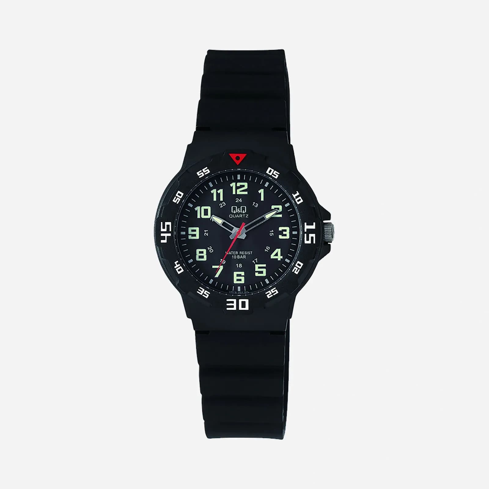 Q&Q barnklocka - gummiband, svart/svart, 30 mm