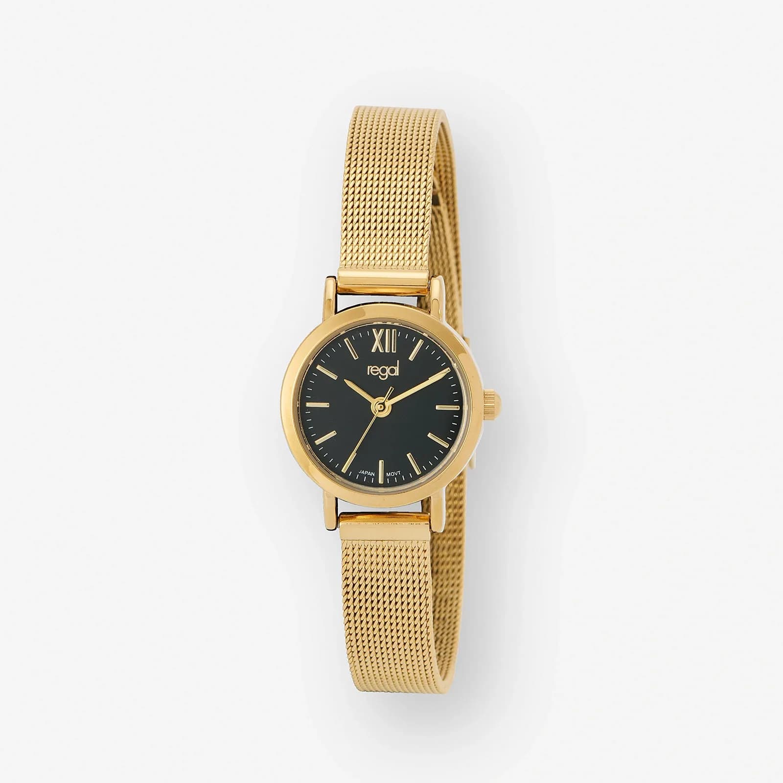 Regal damklocka - meshband guld/svart, 22mm 1