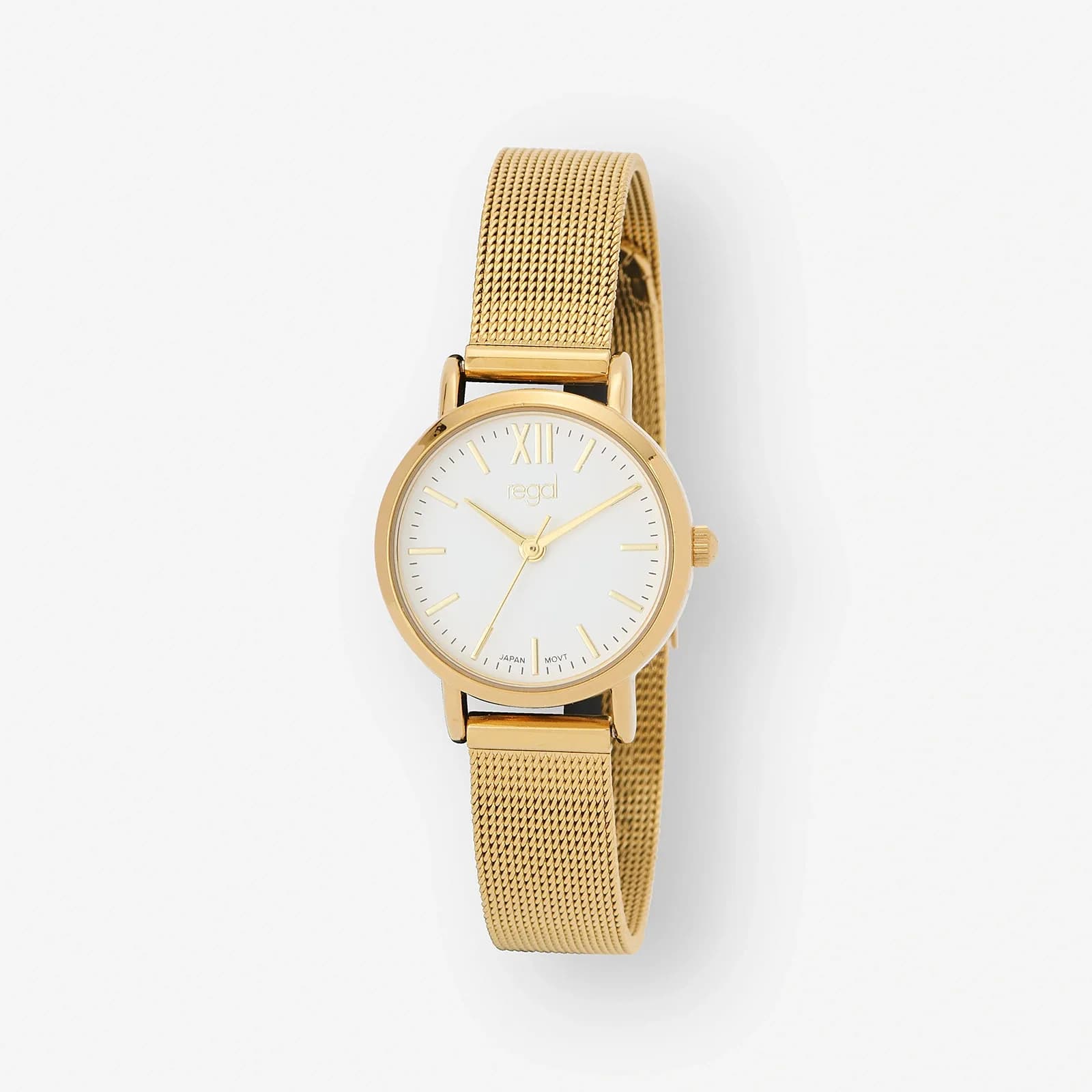 Regal damklocka - meshband guld/vit, 26mm 1