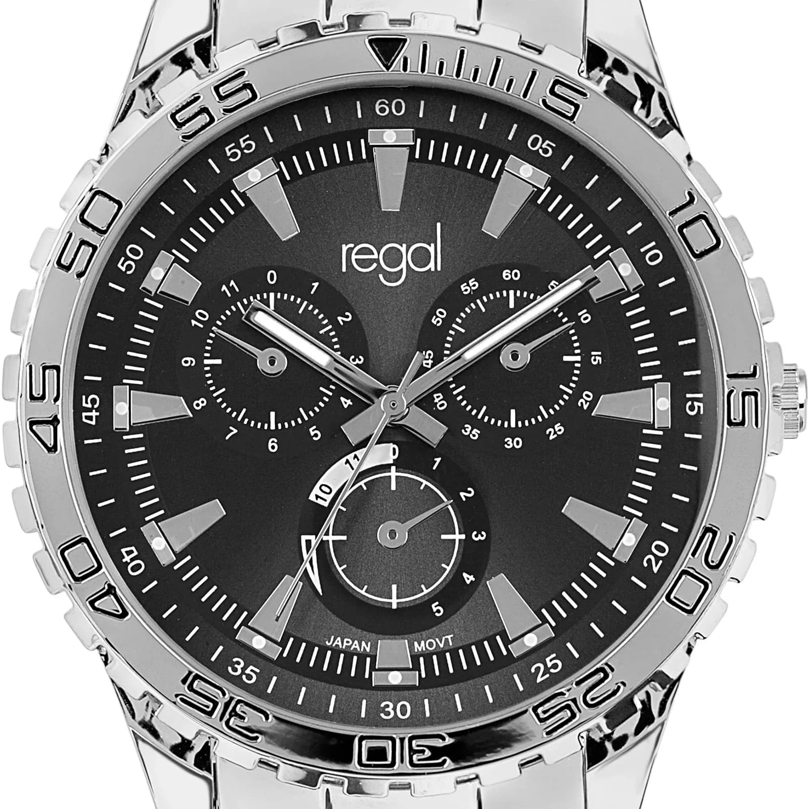Regal herrklocka - metallband, svart/silverton, 46mm 2