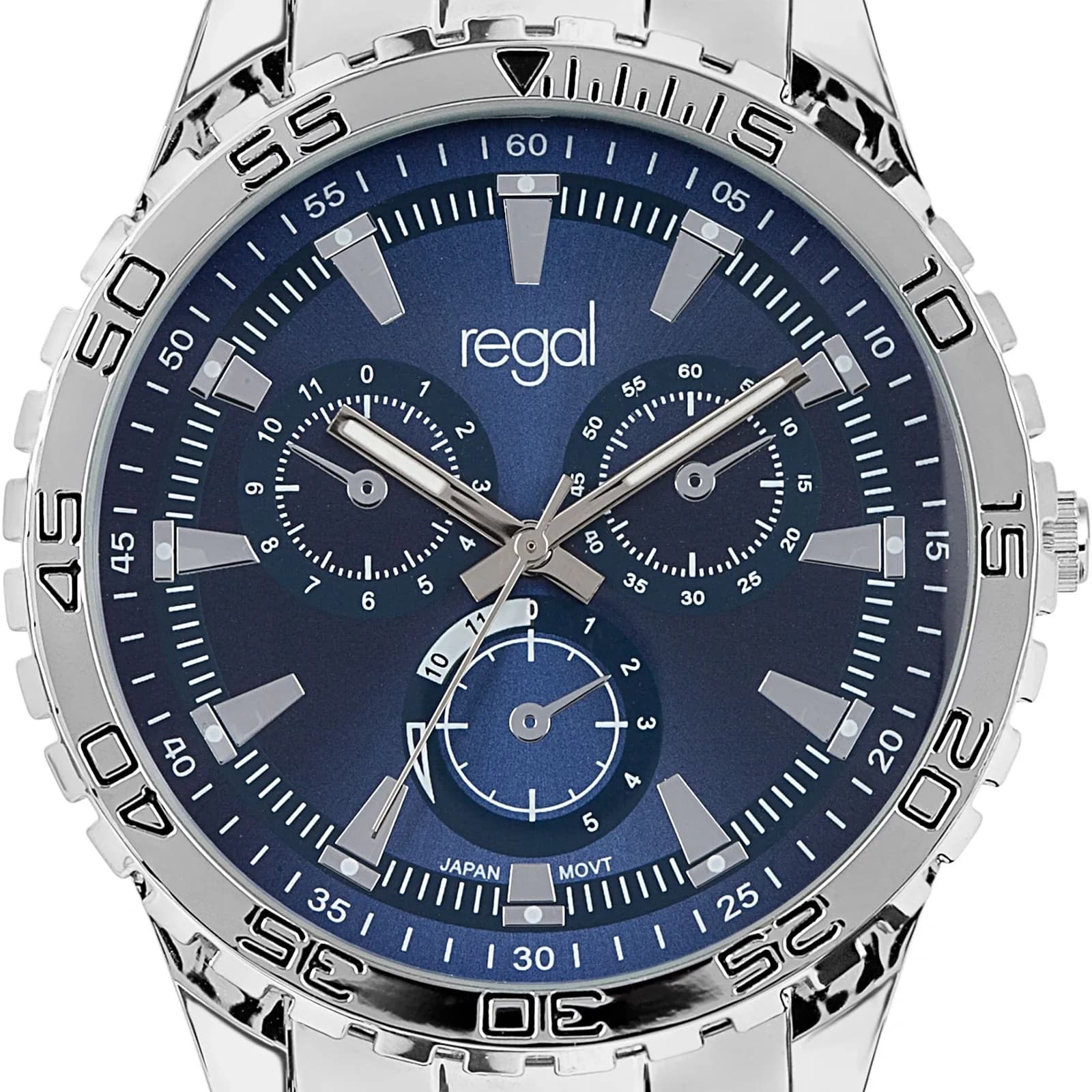 Regal herrklocka - metallband, blå/silverton, 46mm 2