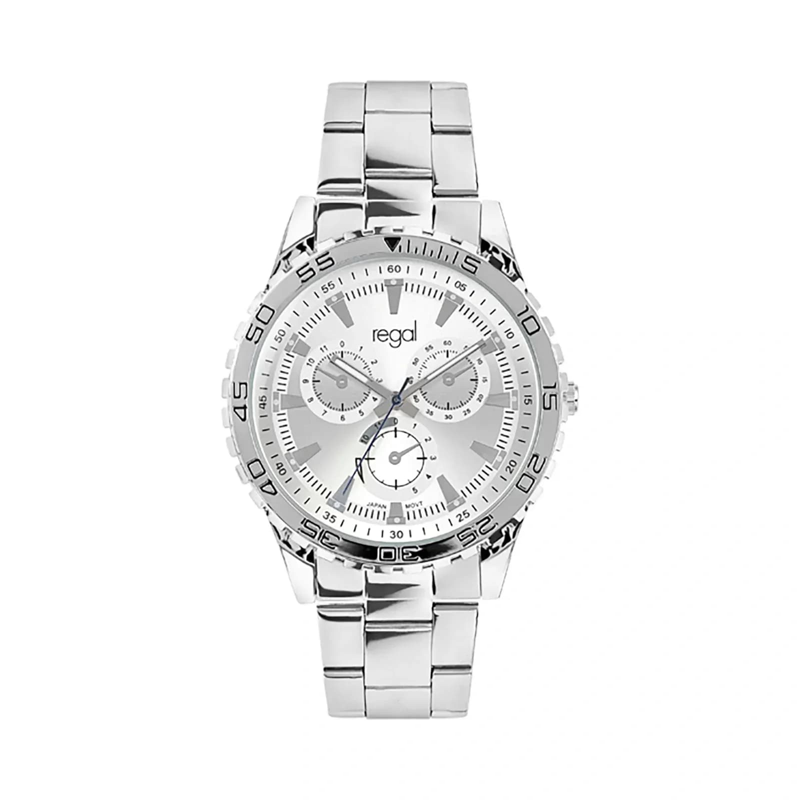 Regal herrklocka - metallband, vit/silver, 46mm