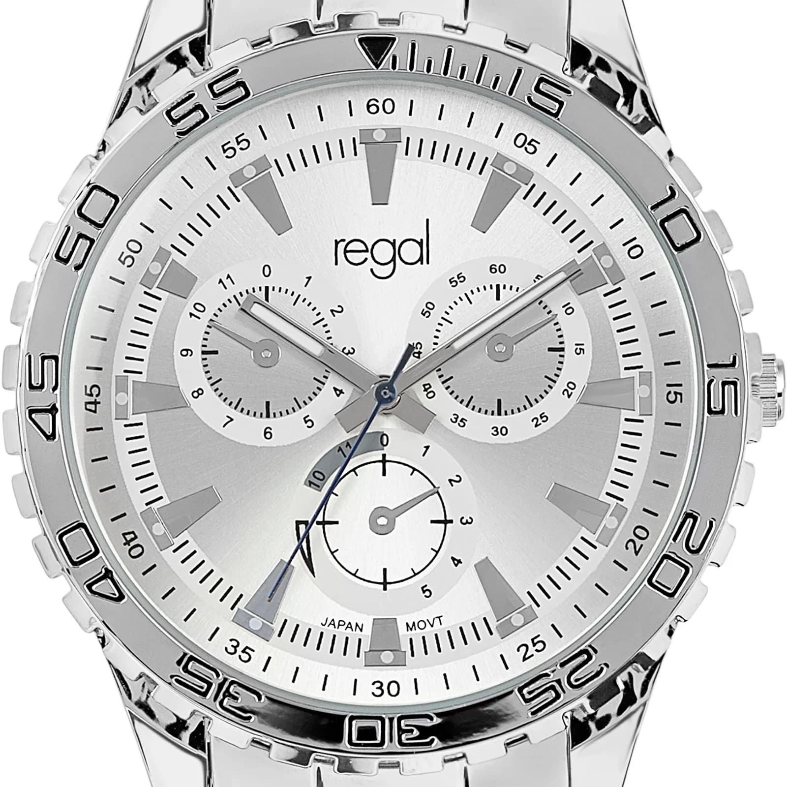 Regal herrklocka - metallband, vit/silver, 46mm 2