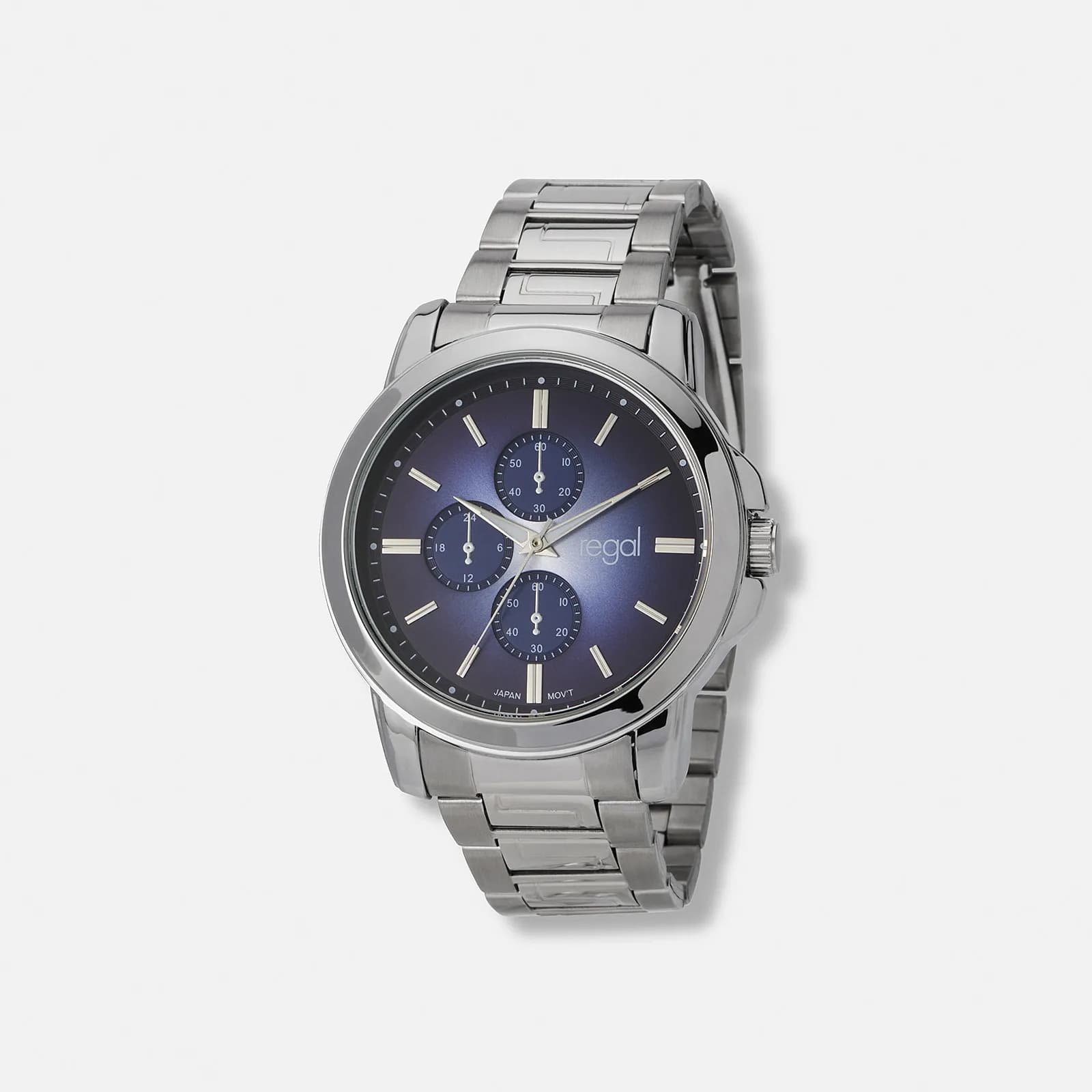 Regal herrklocka, metallband, blå/silver, 45 mm