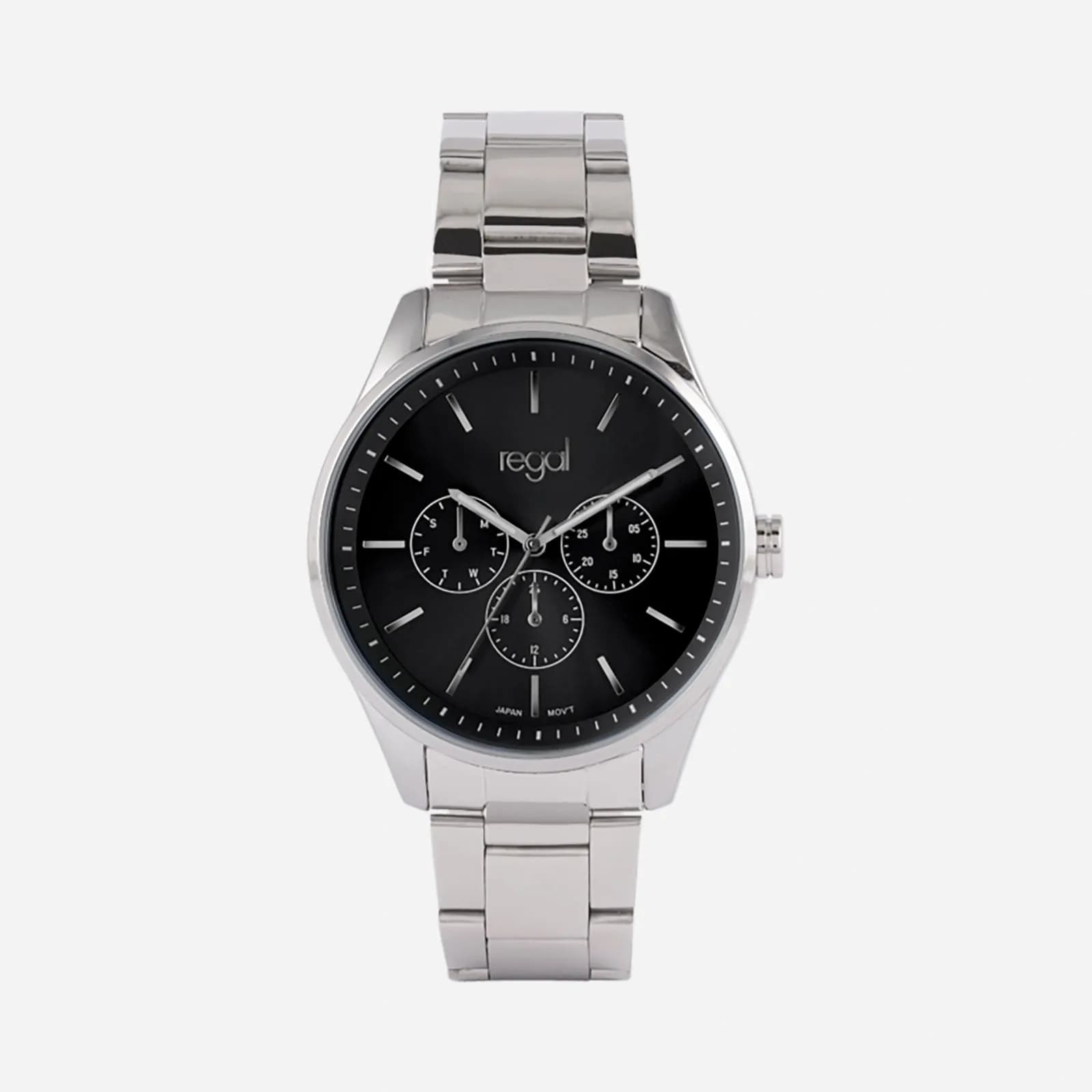 Regal herrklocka - metallband, silverton/svart, 42mm