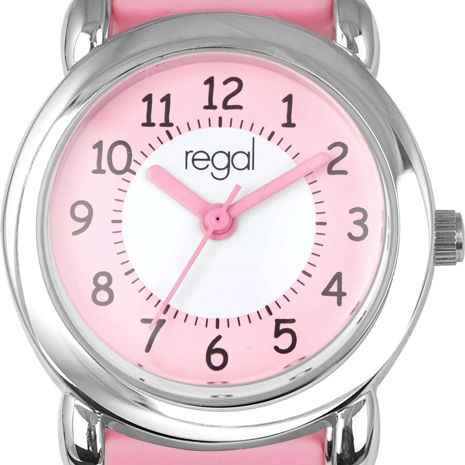 Regal barnklocka - rosa gummiband, katter, 29 mm 2