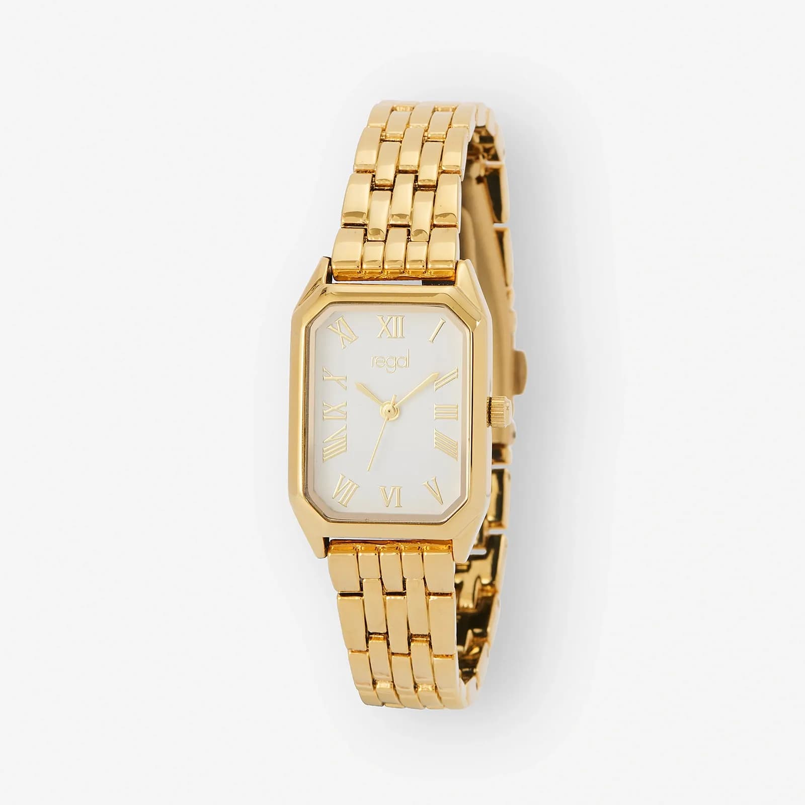 Regal damklocka - meshband guld/vit, 22x34mm