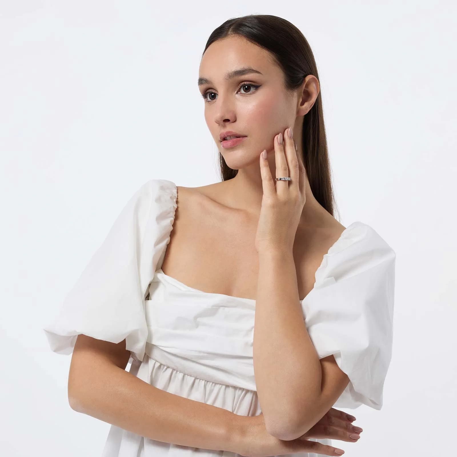 Alliansring Linda - 18k vitguld, labbodlade diamanter, 1 ct 4