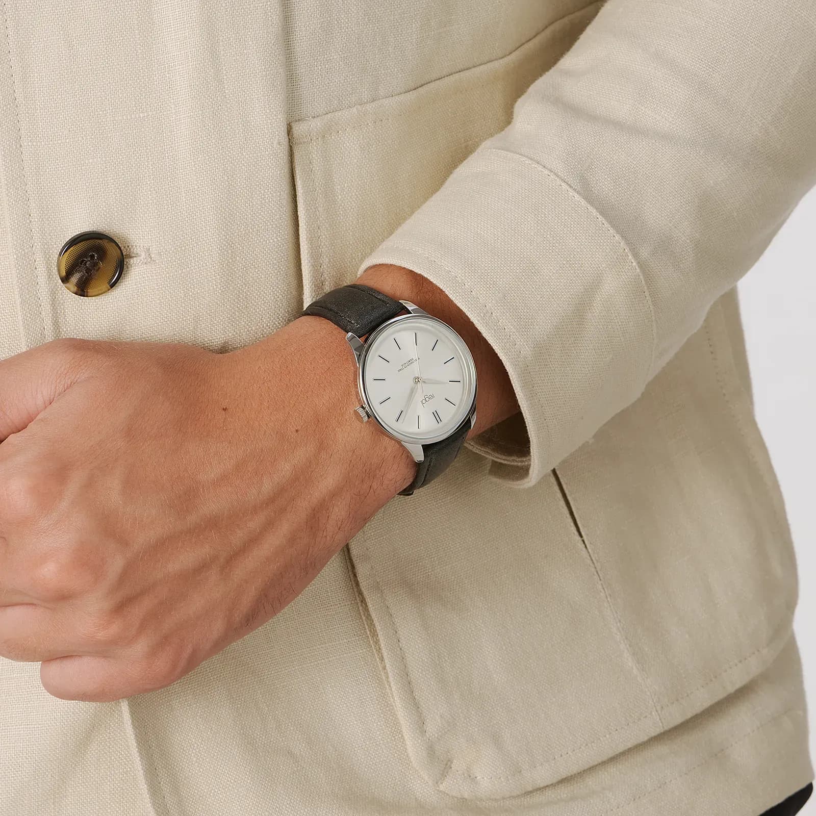 Regal herrklocka silver, svart band - R25061-637 2