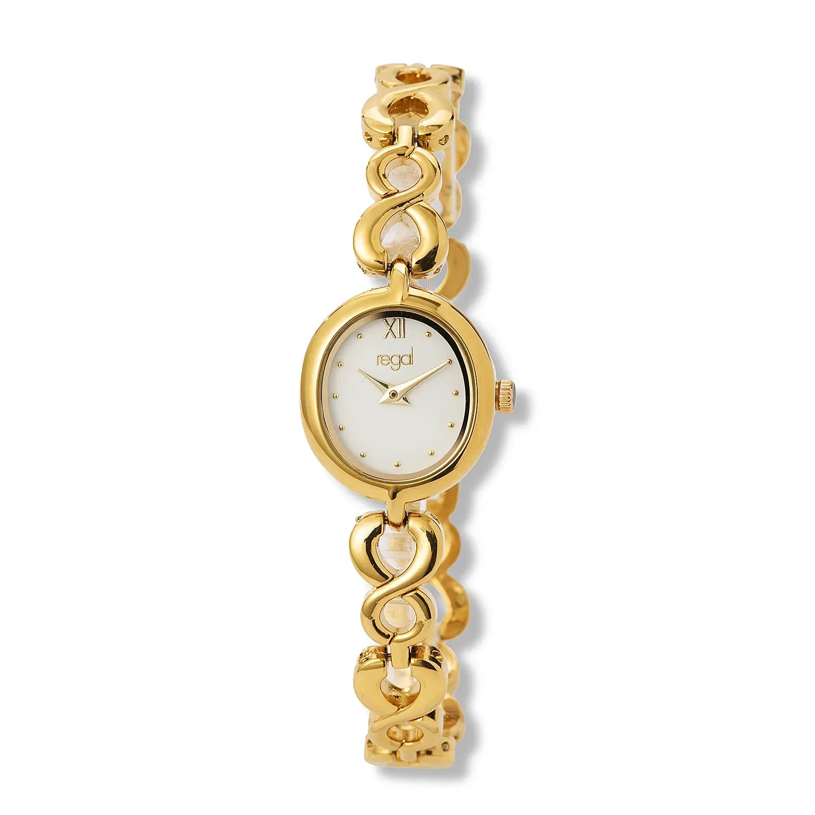 Regal damklocka guld/vit, metallband - R25078-142