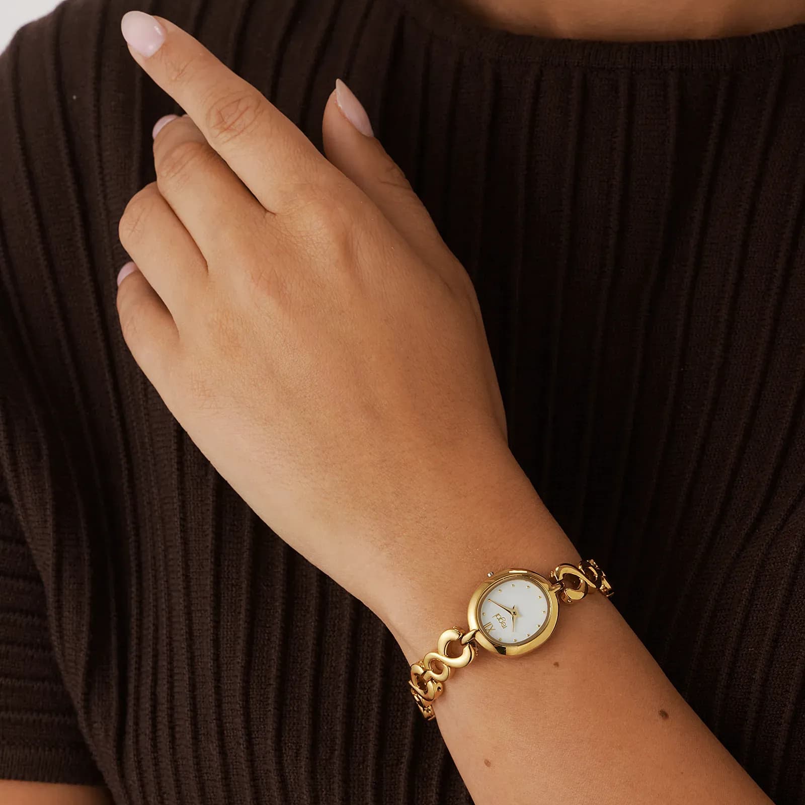 Regal damklocka guld/vit, metallband - R25078-142 2