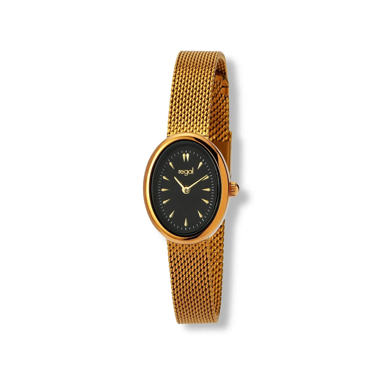 Regal damklocka, oval guld/svart