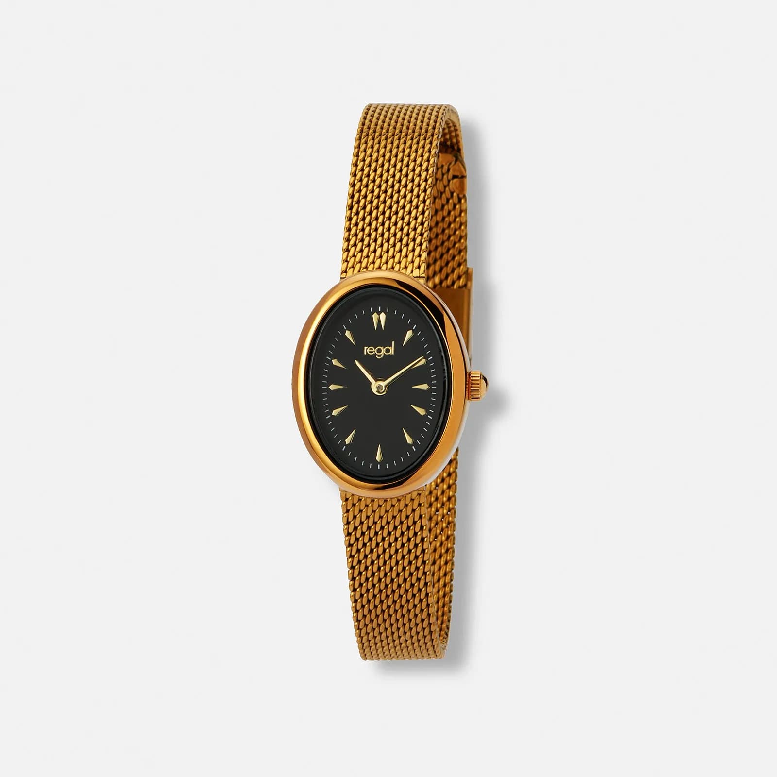 Regal damklocka, oval guld/svart
