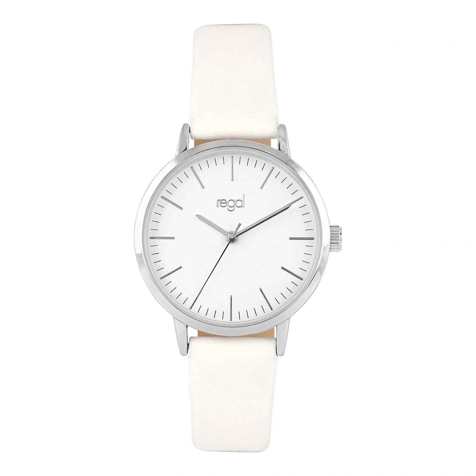 Regal damklocka - vitt band, index, silverton/vit, 36mm