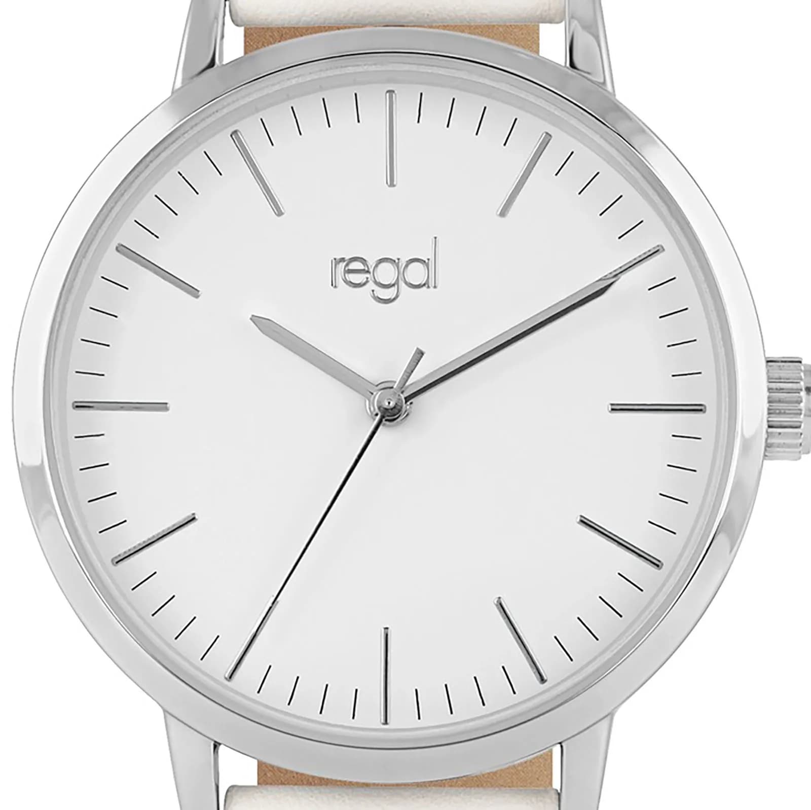 Regal damklocka - vitt band, index, silverton/vit, 36mm 2
